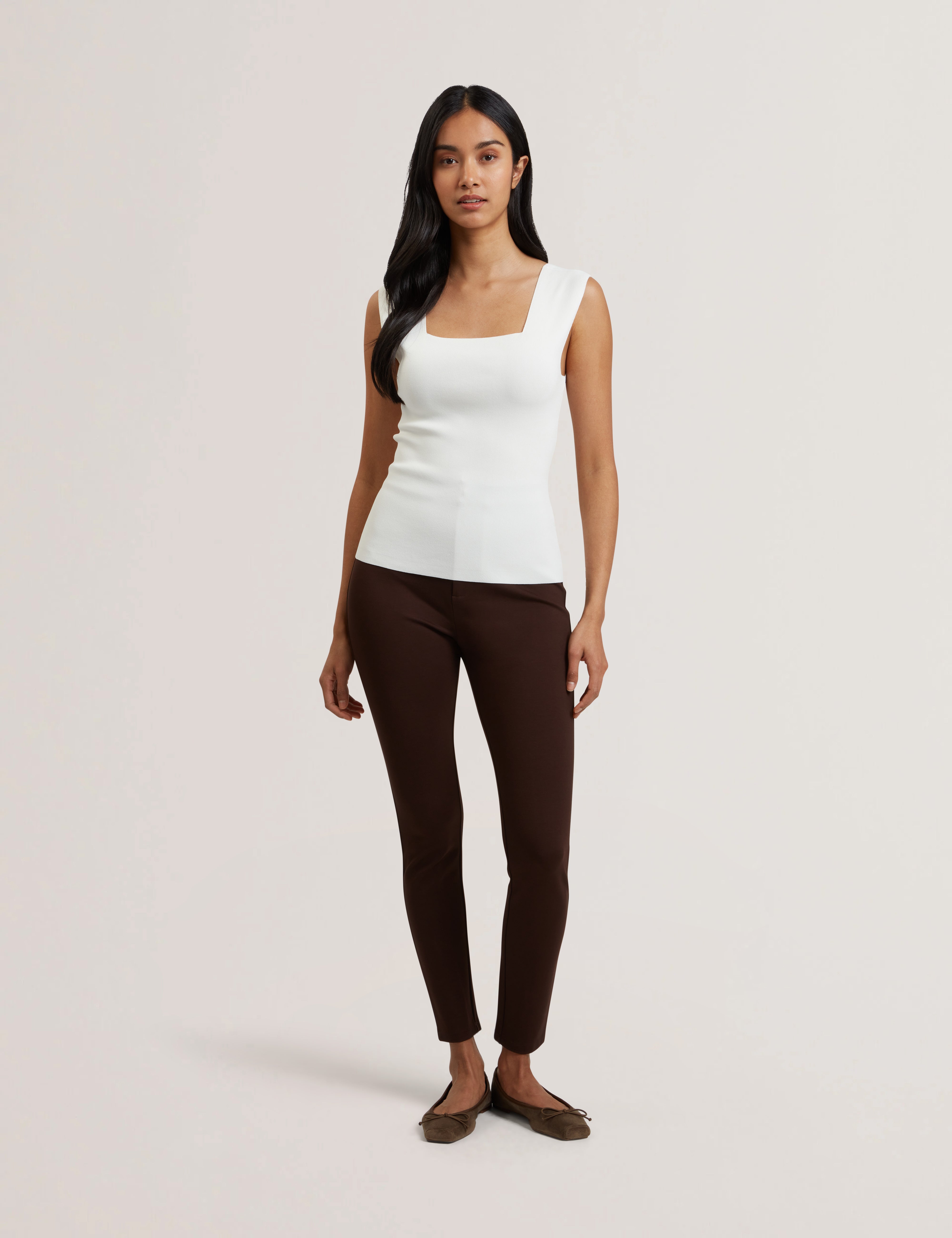 Binkkii Square Neck Sleeveless Knit Top Ivory