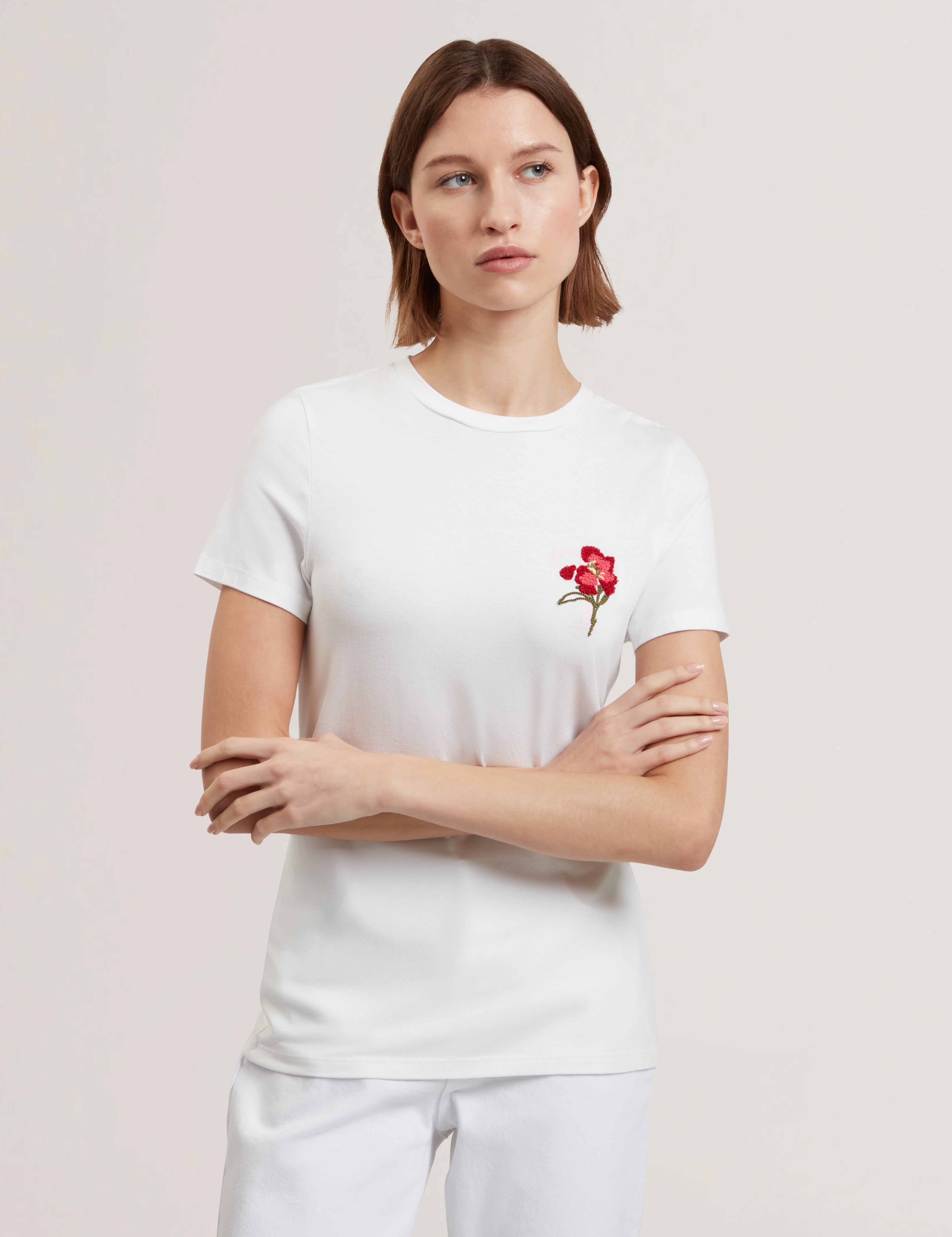 Carnela Embroidered Logo Short Sleeve White