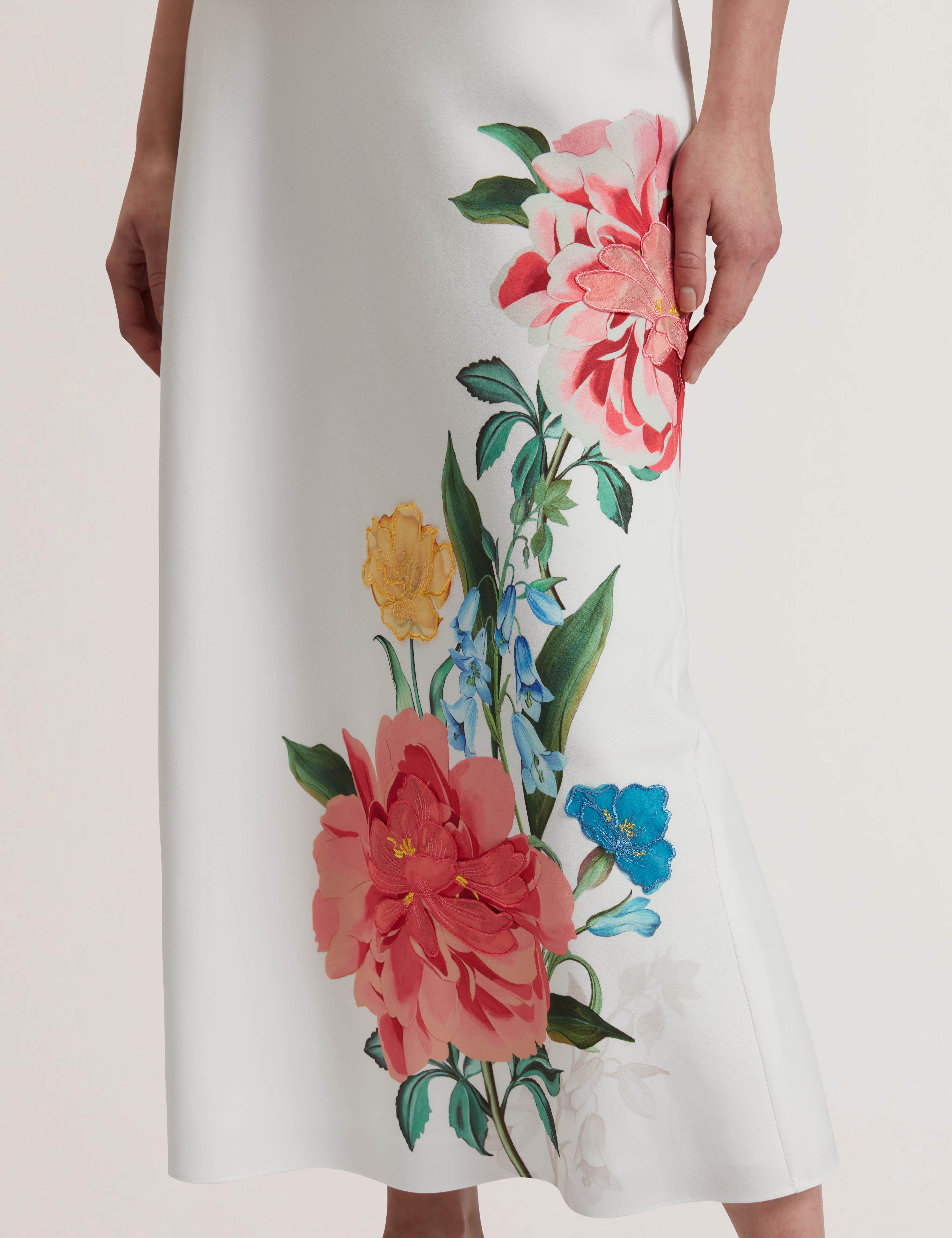 Casla Printed Column Maxi Skirt White