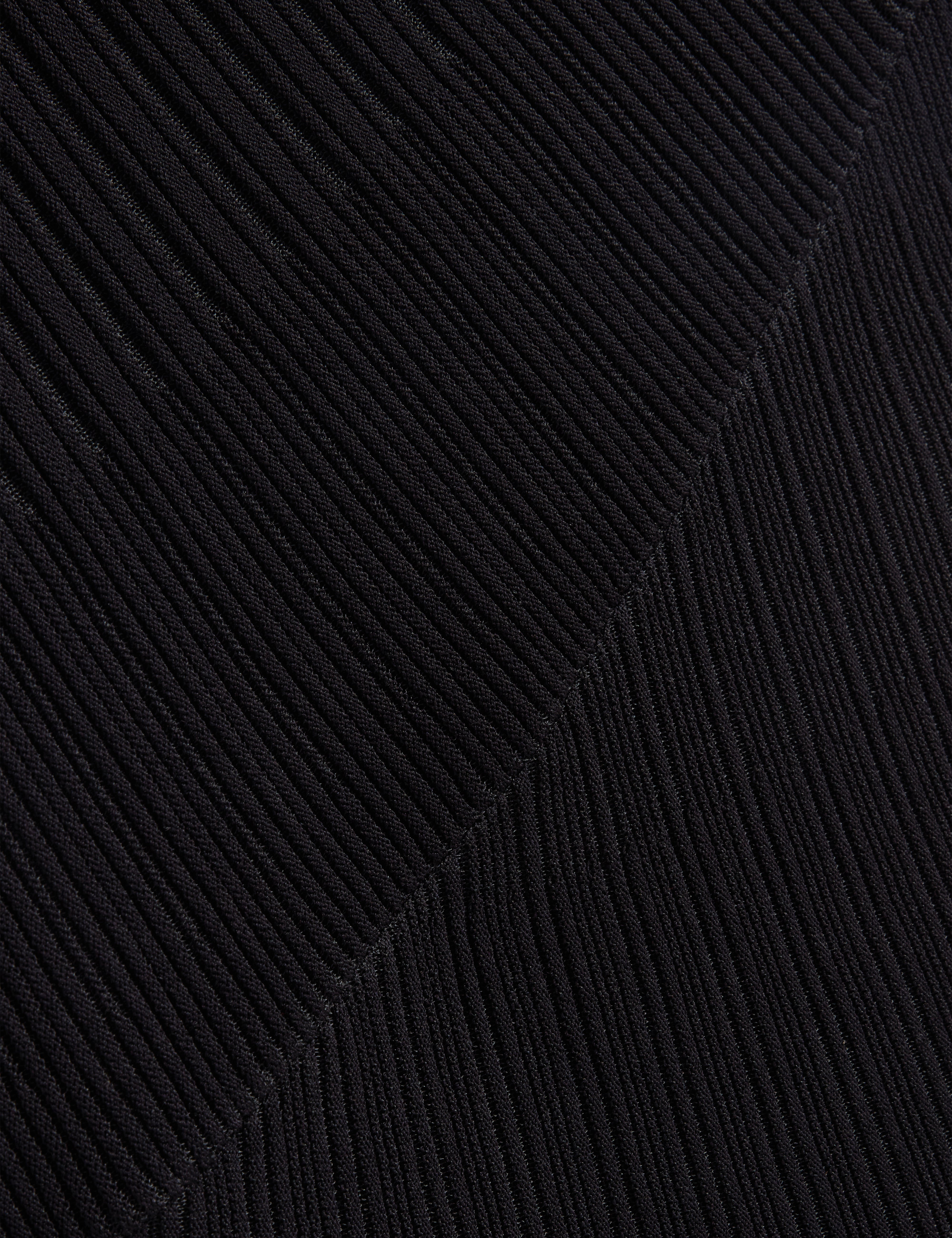 Celyina Engineered Sheer Detail Knitted Midi Dress Black