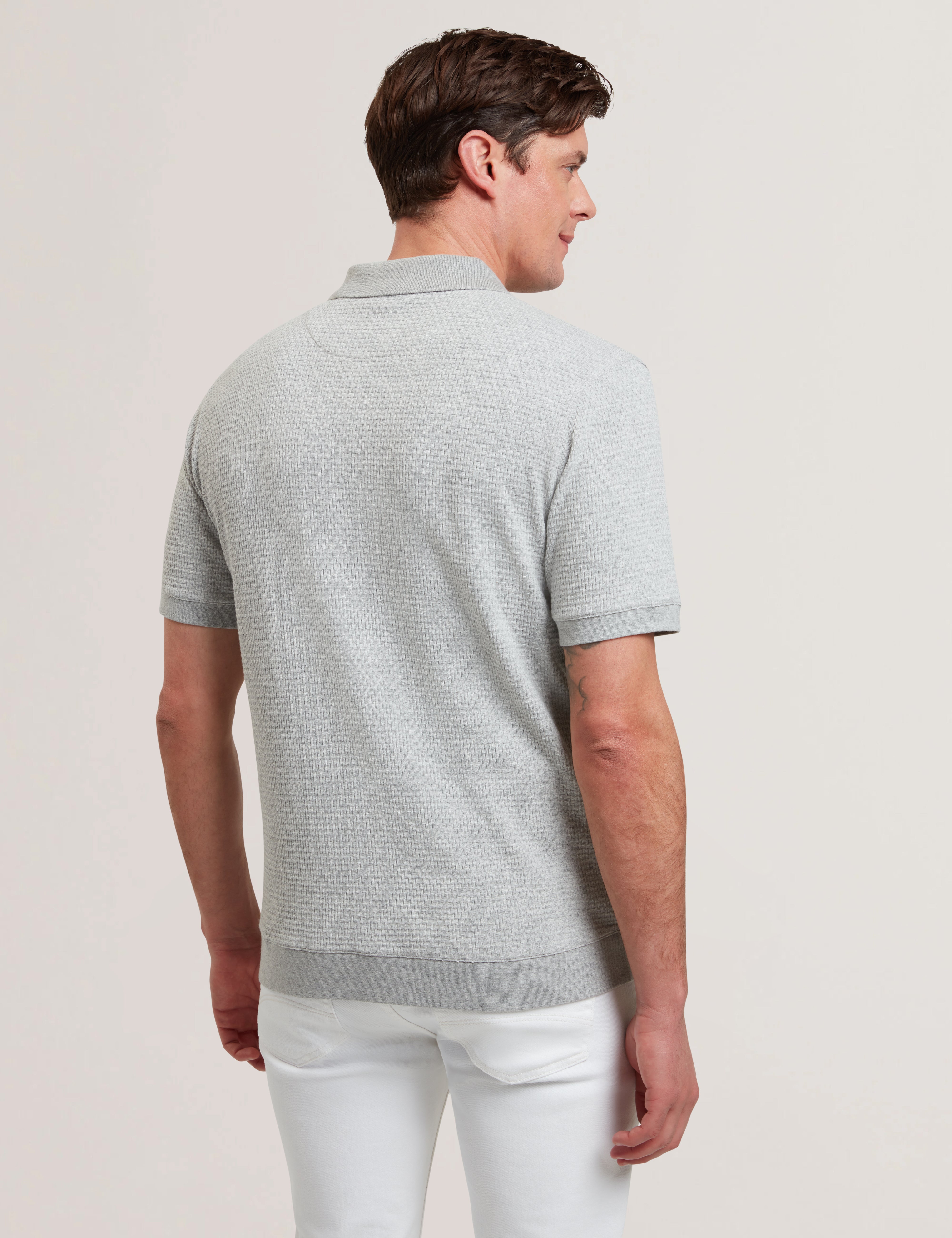 Connyr Short Sleeve Regular Button Through Polo Shirt Lt-Grey
