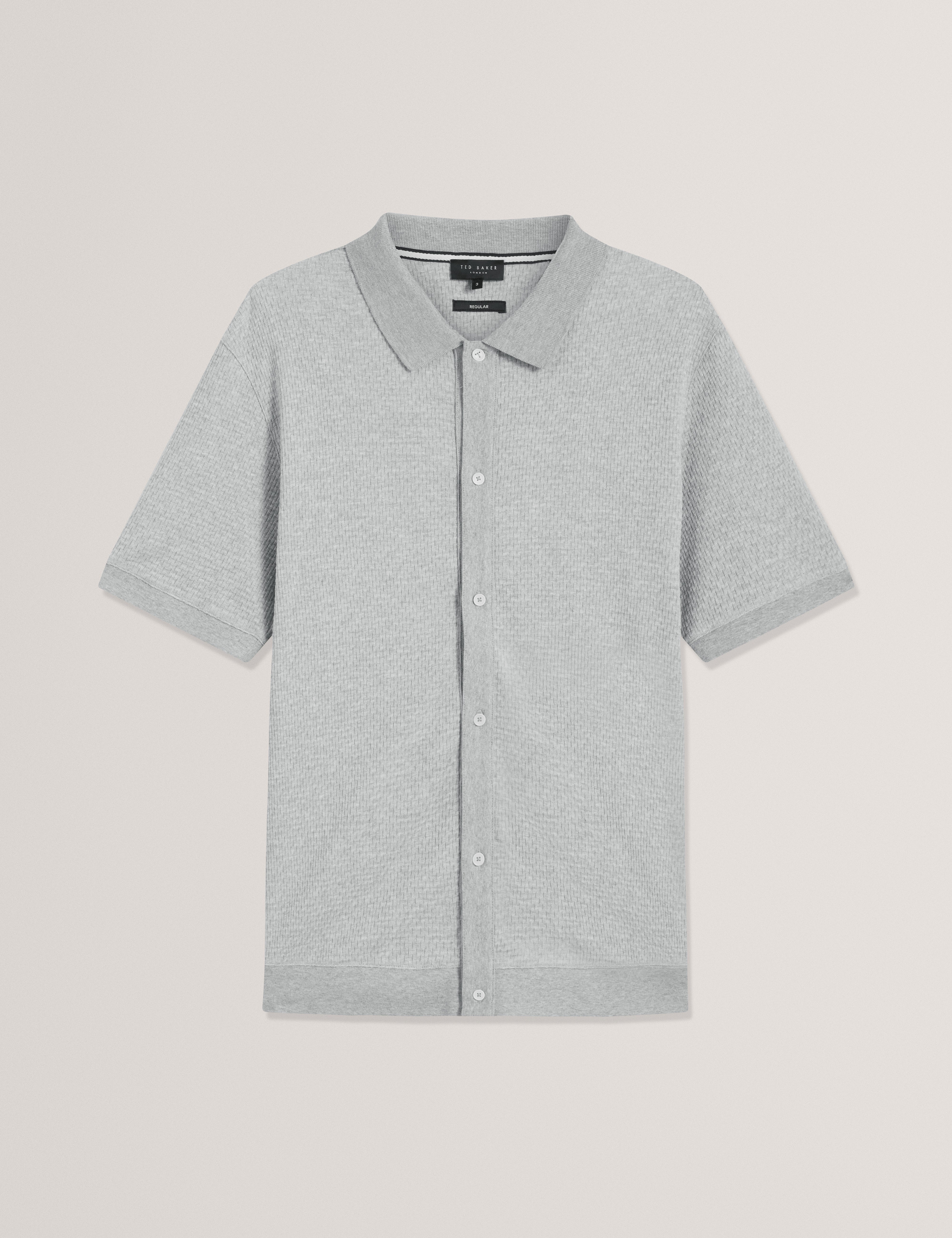 Connyr Short Sleeve Regular Button Through Polo Shirt Lt-Grey