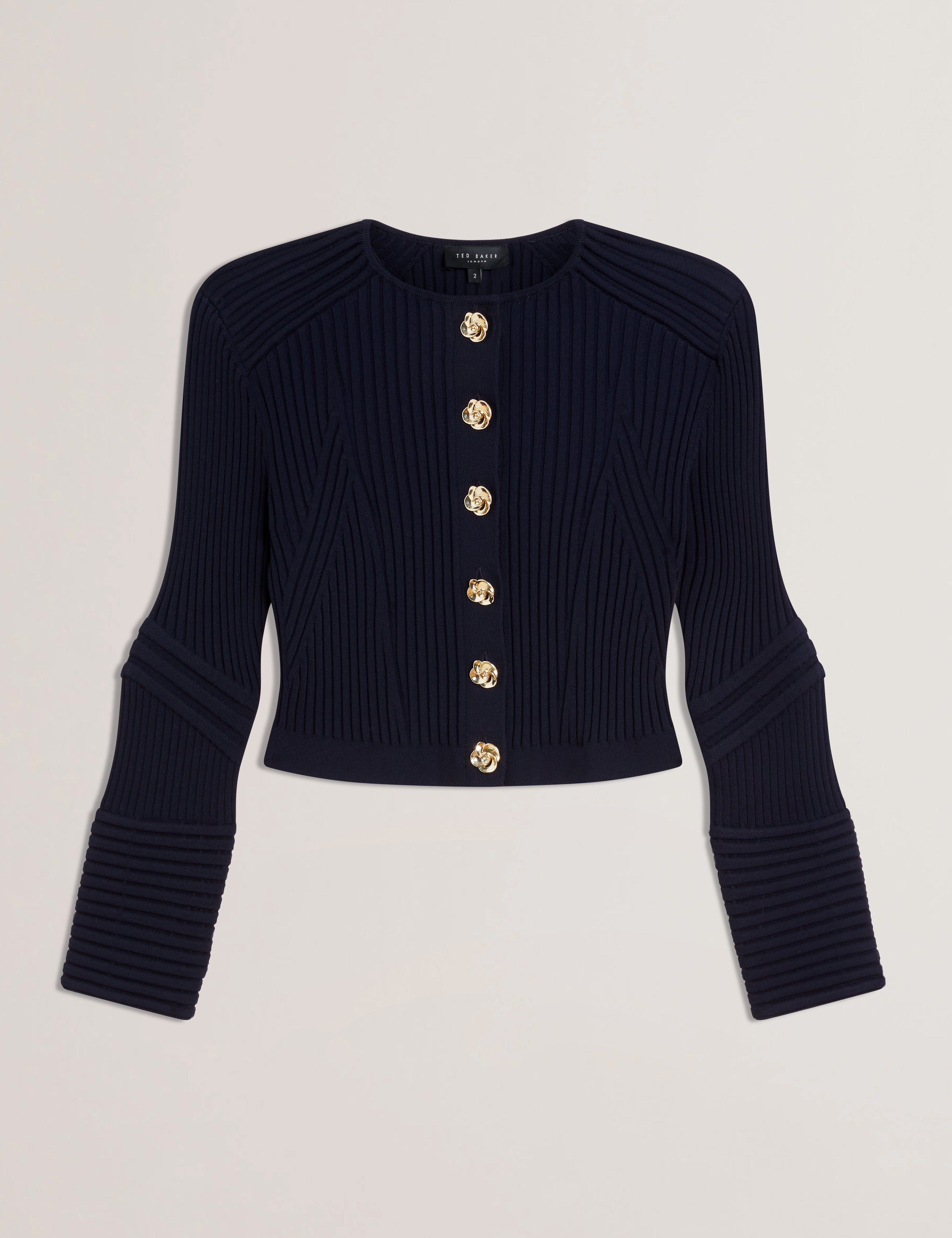 Dayyzi Rib Knit Biker Detail Cardigan Navy