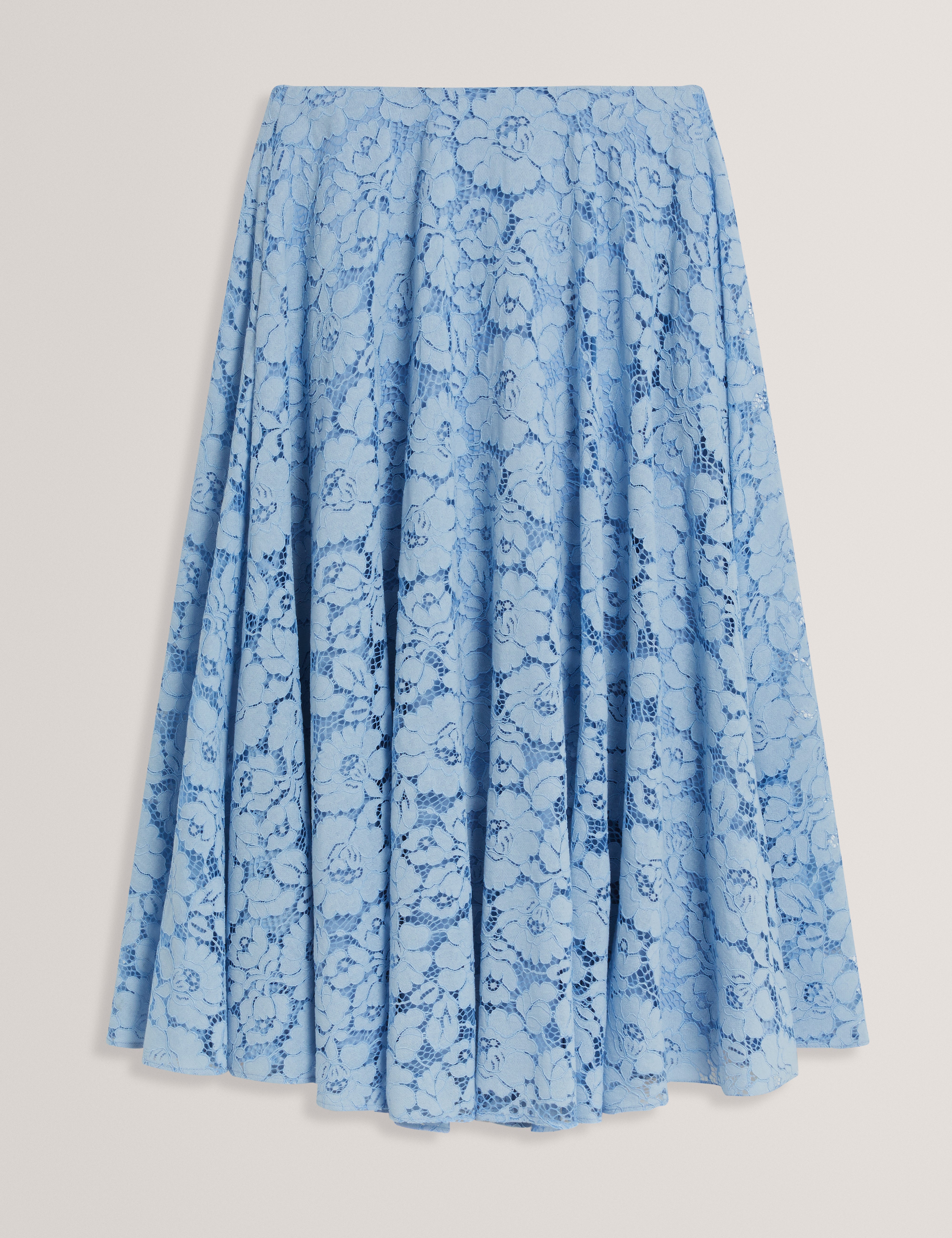 Demiee Bonded Lace Pleated Midi Skirt Lt-Blue