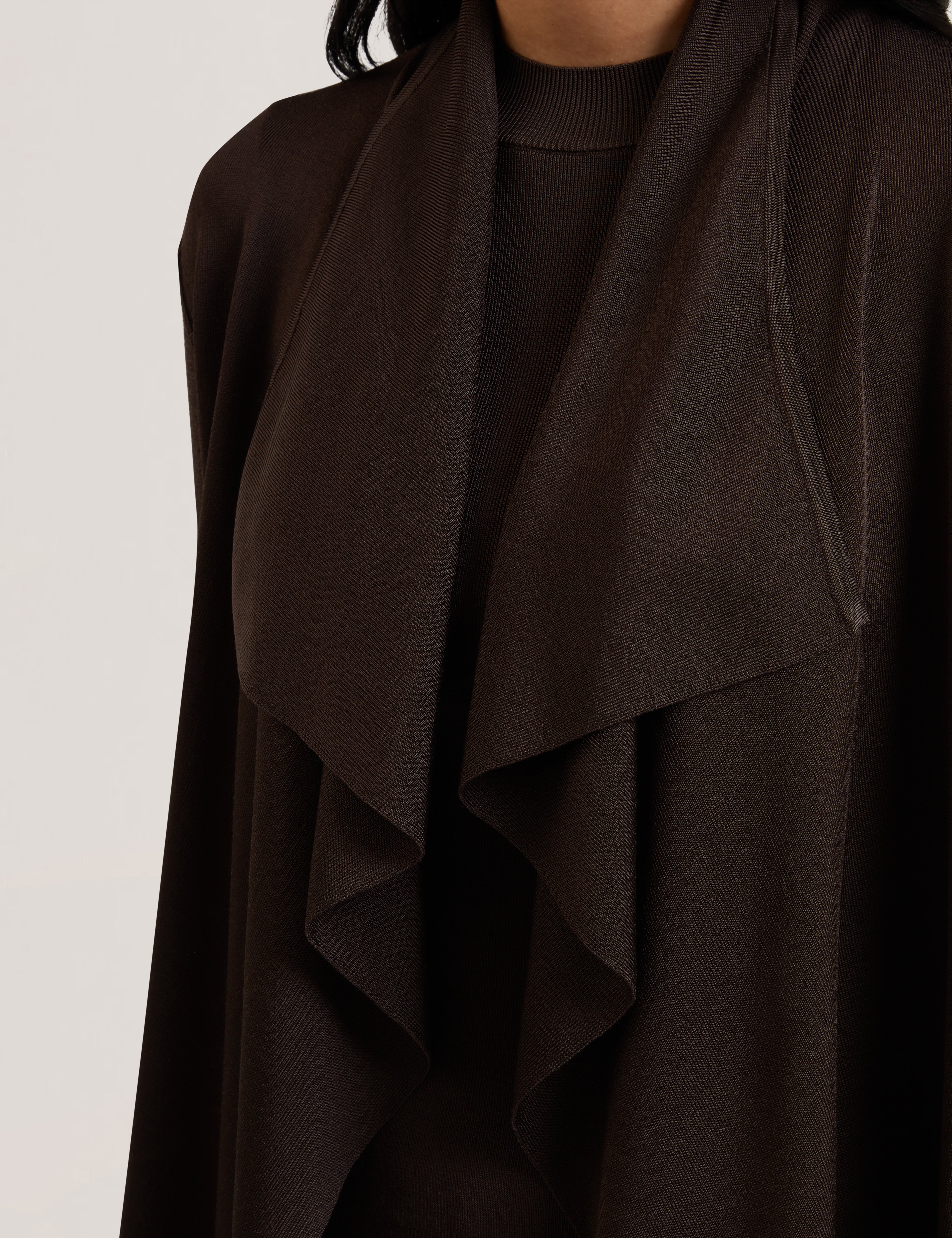 Elliyy Waterfall Front Cardigan Dk-Brown