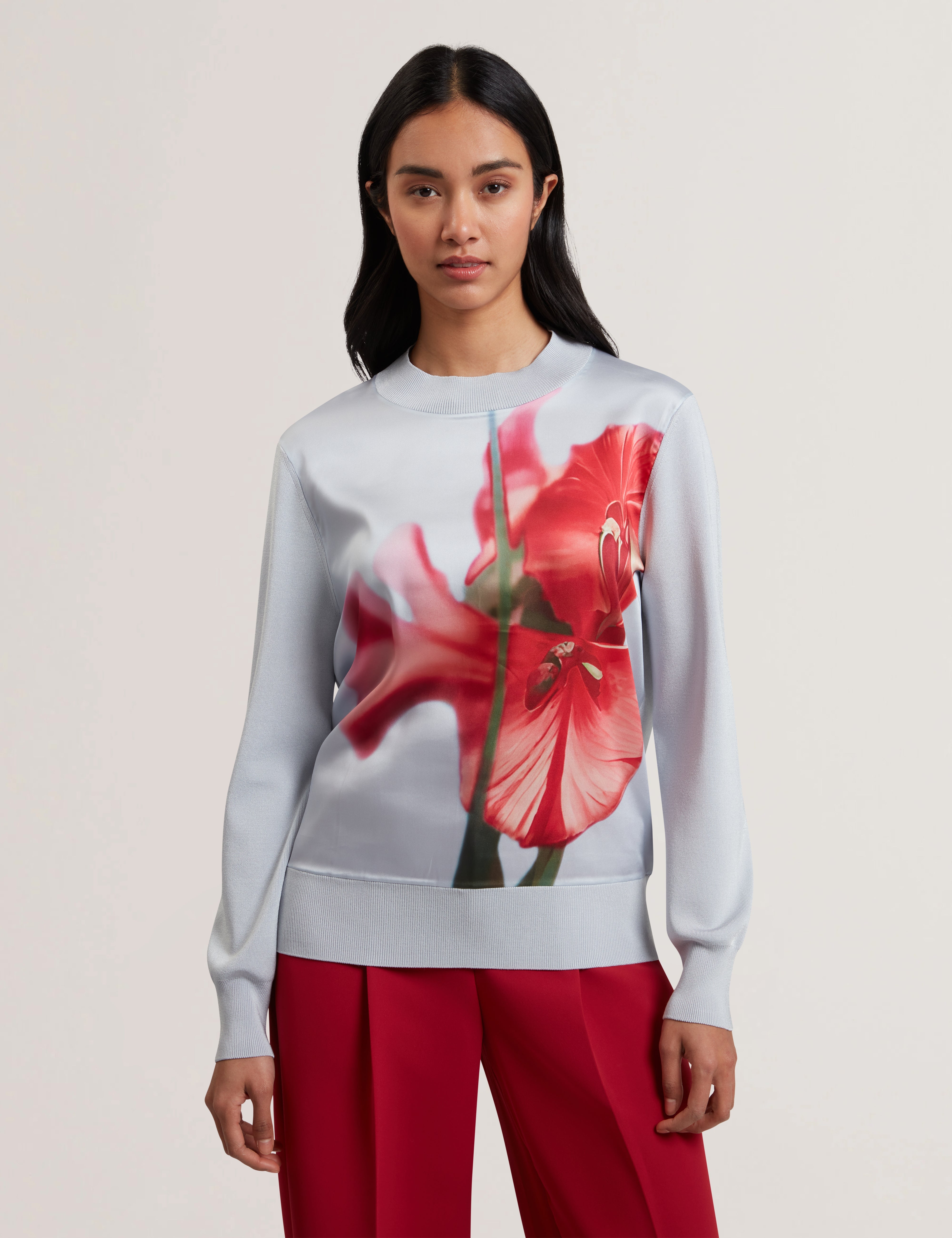Eloaa Woven Front Printed Sweater Pl-Blue