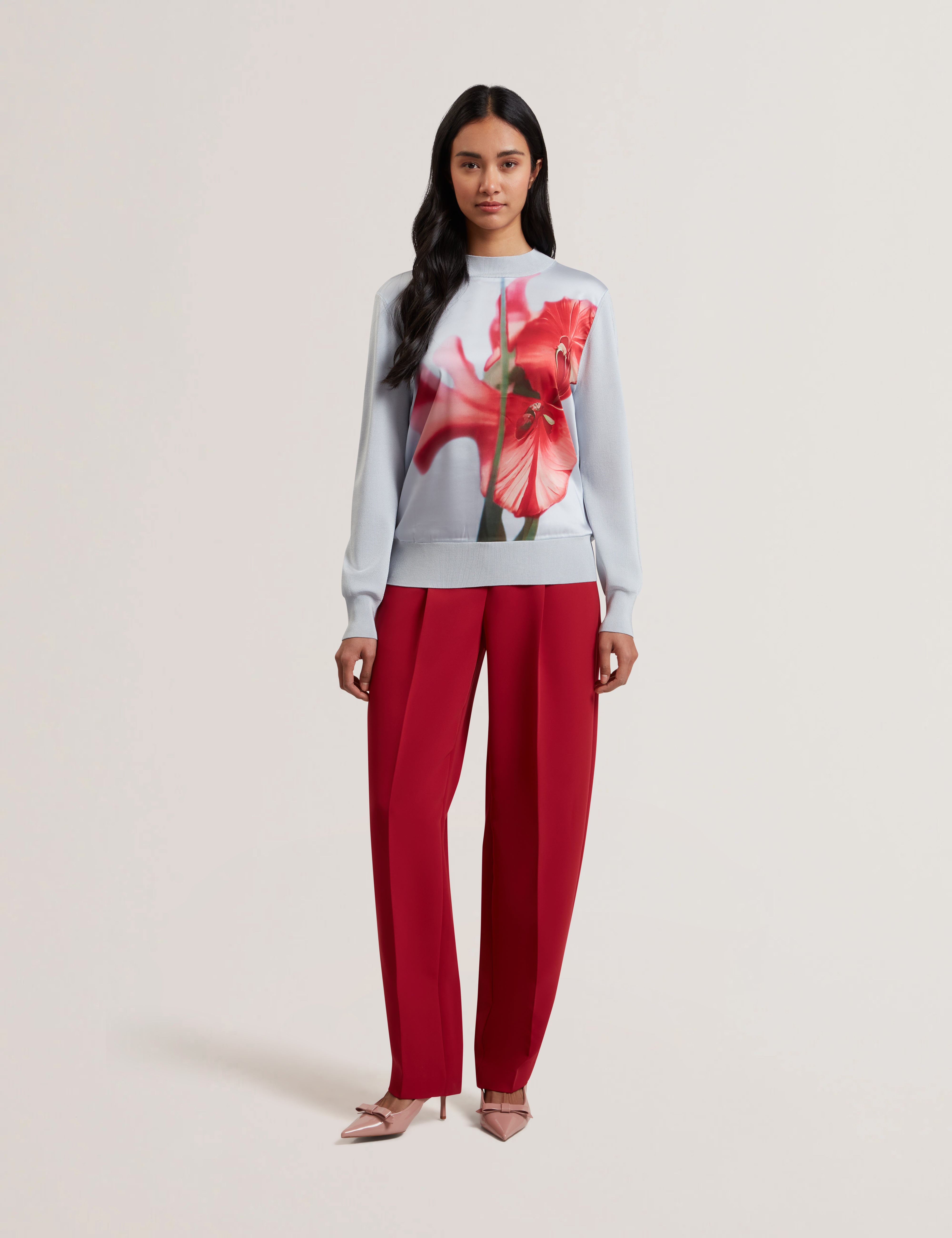 Eloaa Woven Front Printed Sweater Pl-Blue