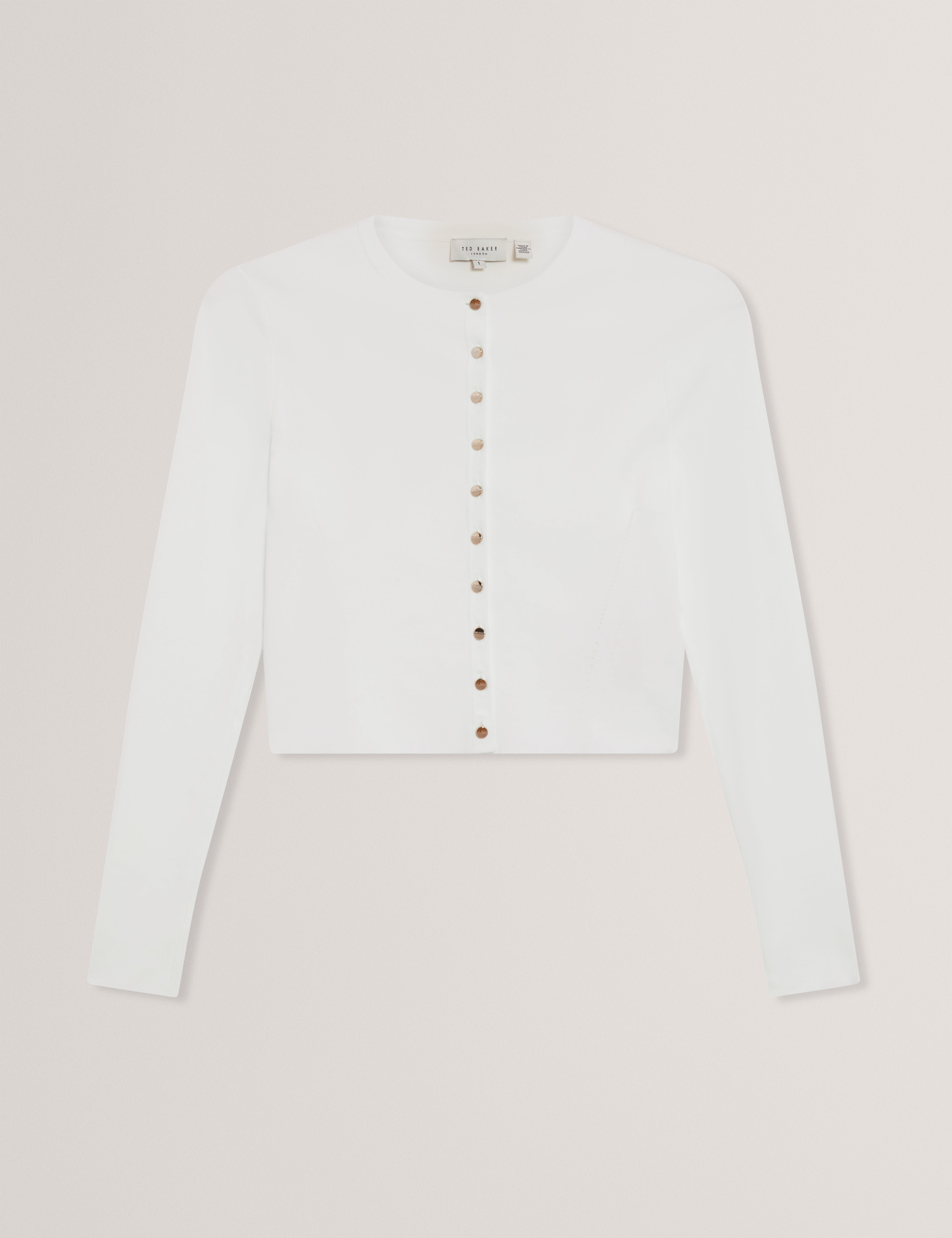 Emoriyy Cropped Long Sleeve Knit Cardigan Ivory