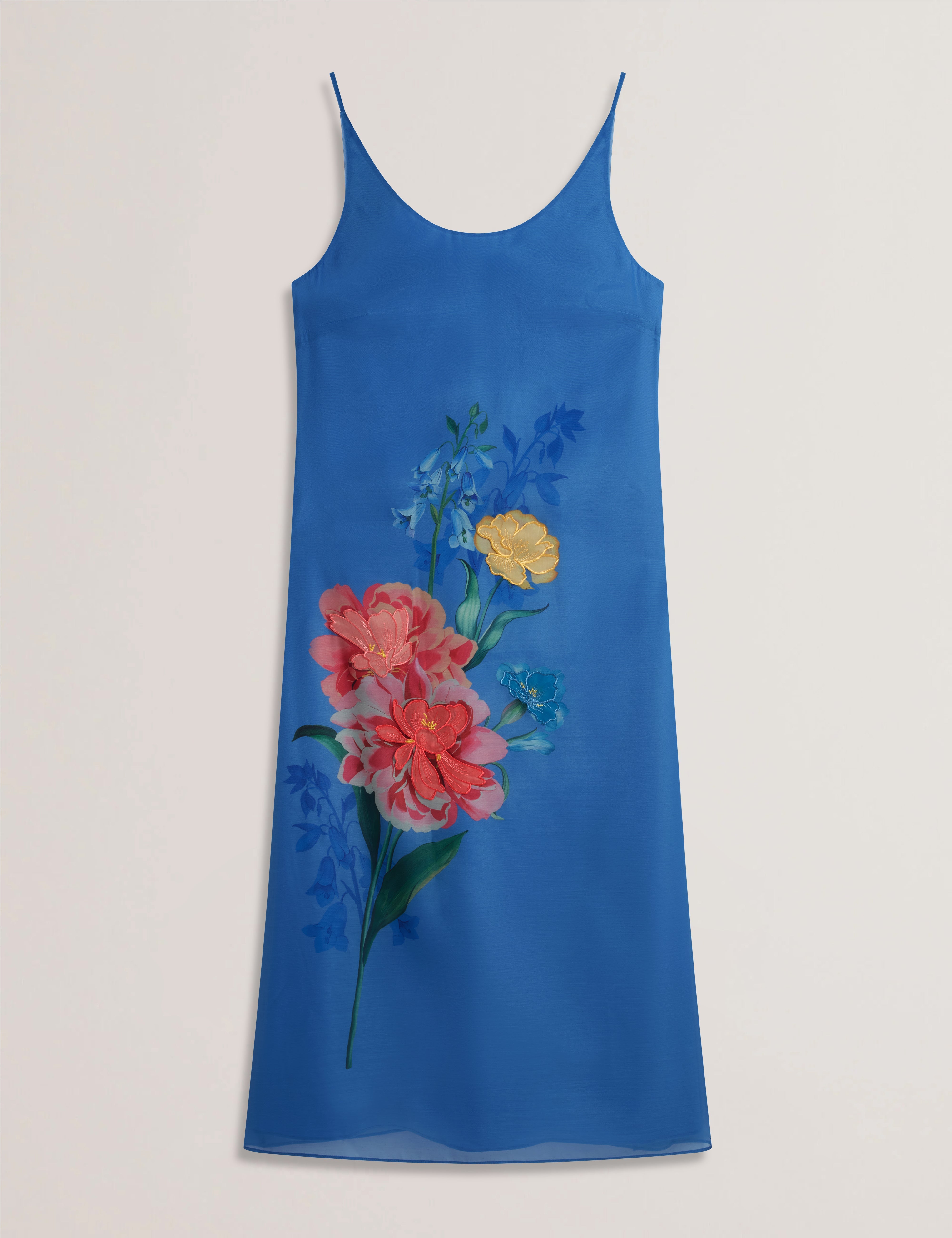 Fayda Organza Scoop Neck Midi Dress Mid-Blue