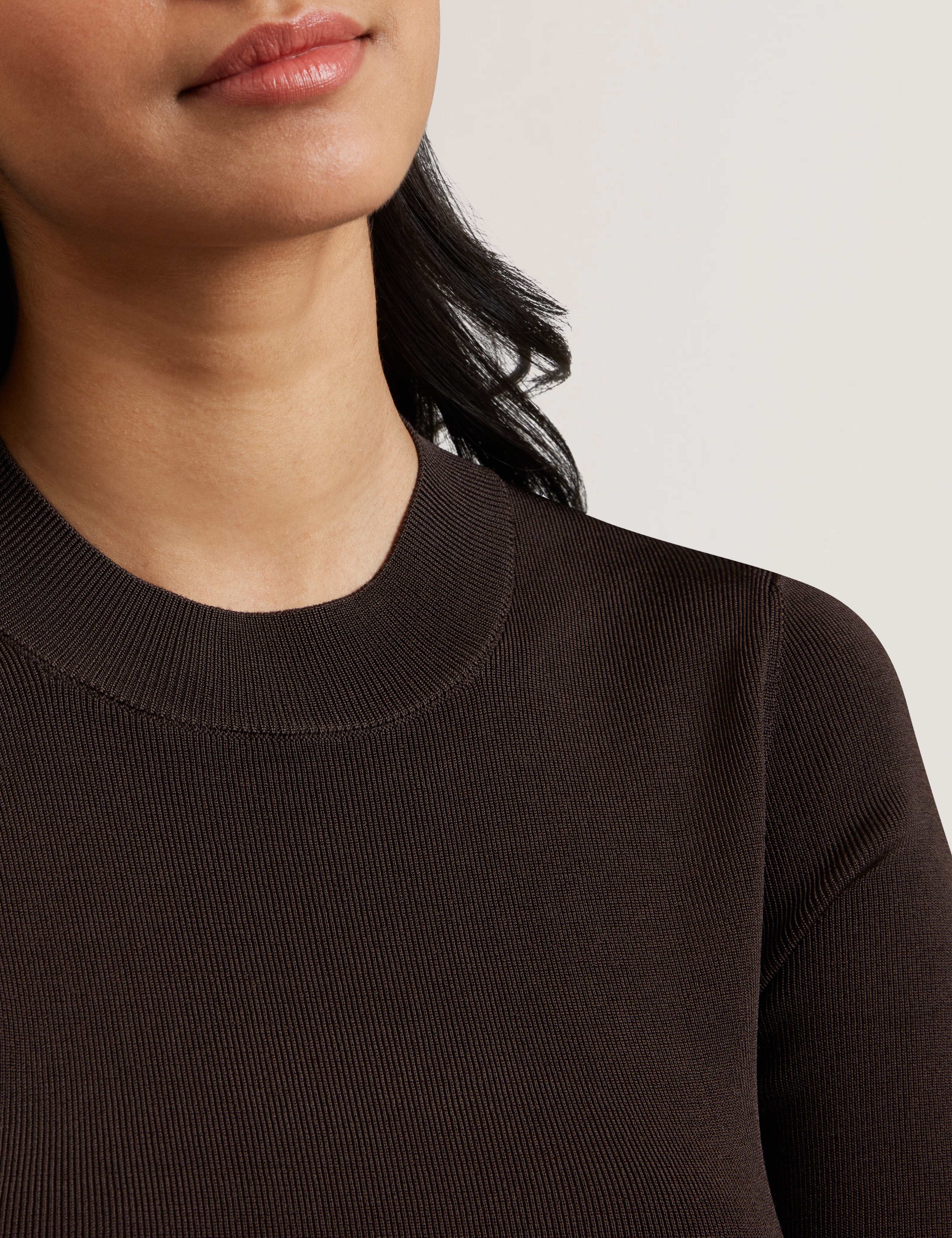 Felixia Knitted Half Sleeve Tee Dk-Brown