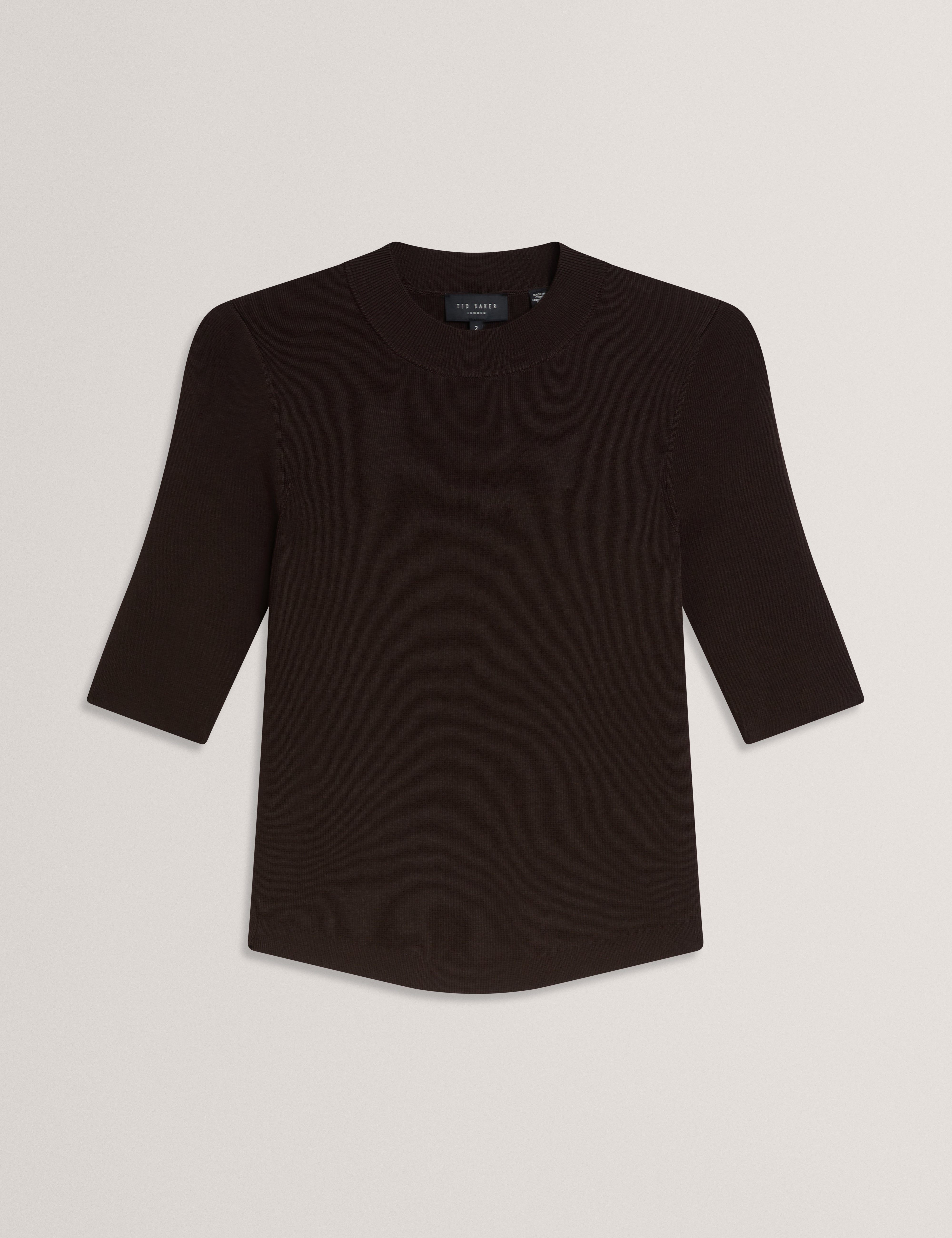Felixia Knitted Half Sleeve Tee Dk-Brown