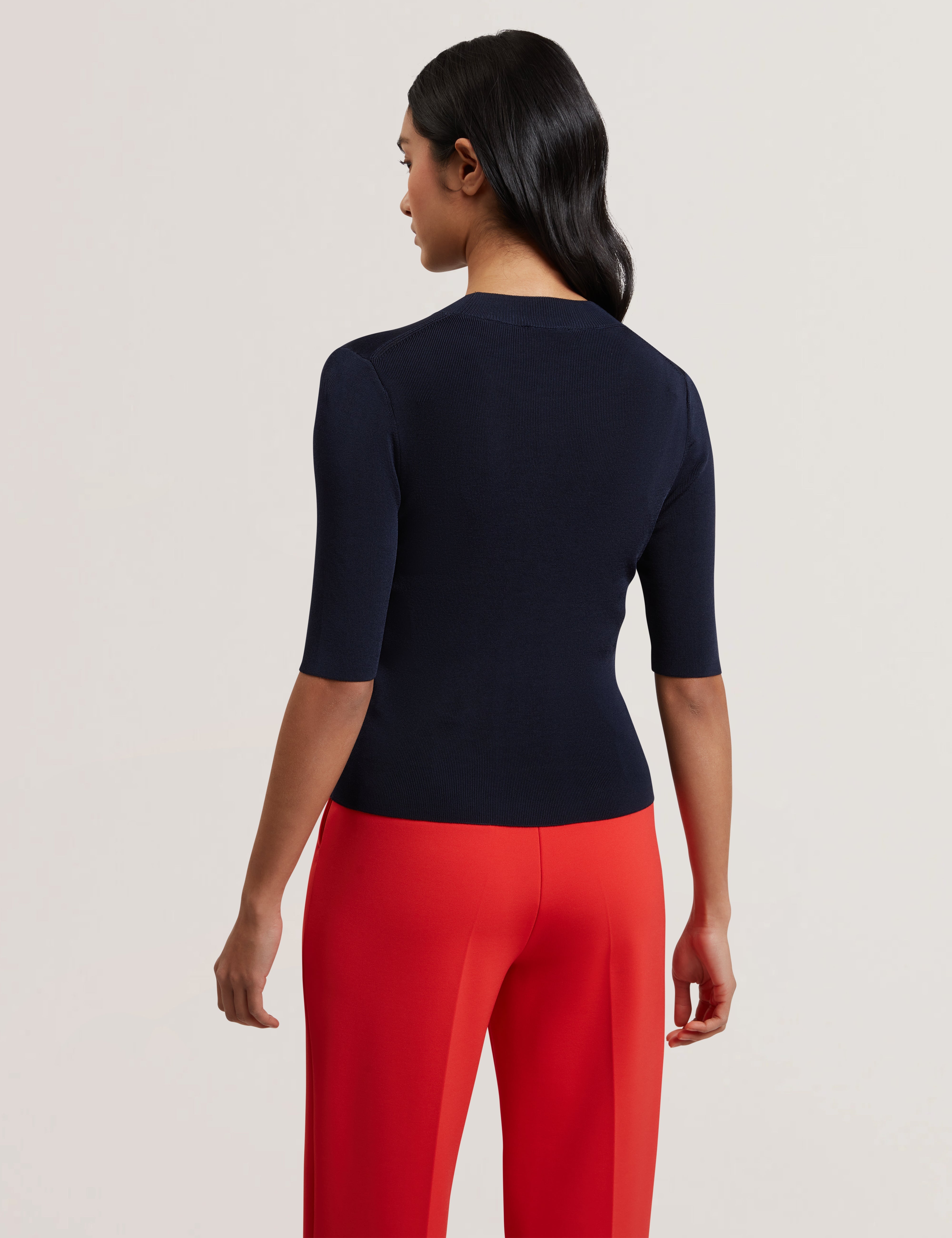 Felixia Knitted Half Sleeve Tee Navy
