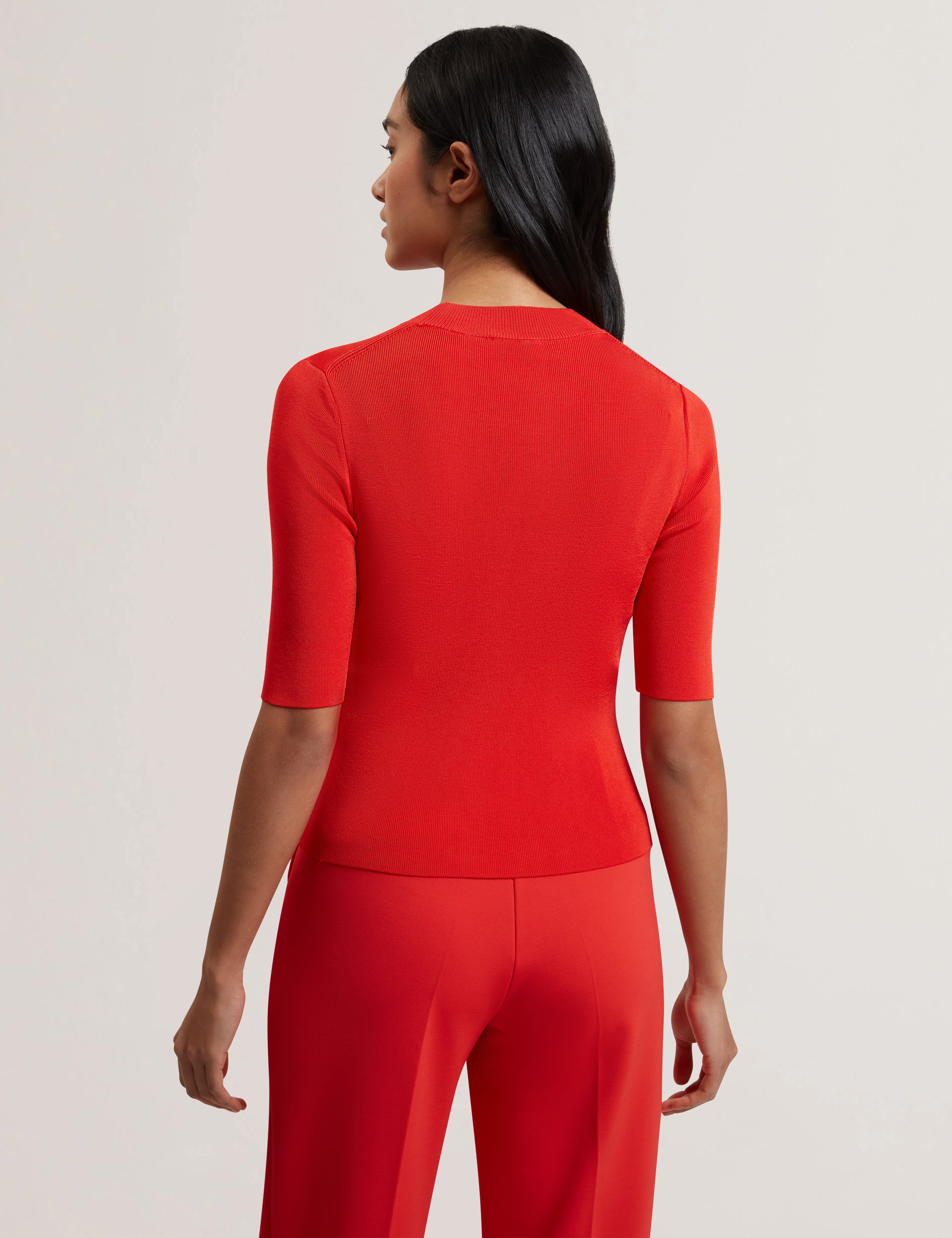 Felixia Knitted Half Sleeve Tee Red