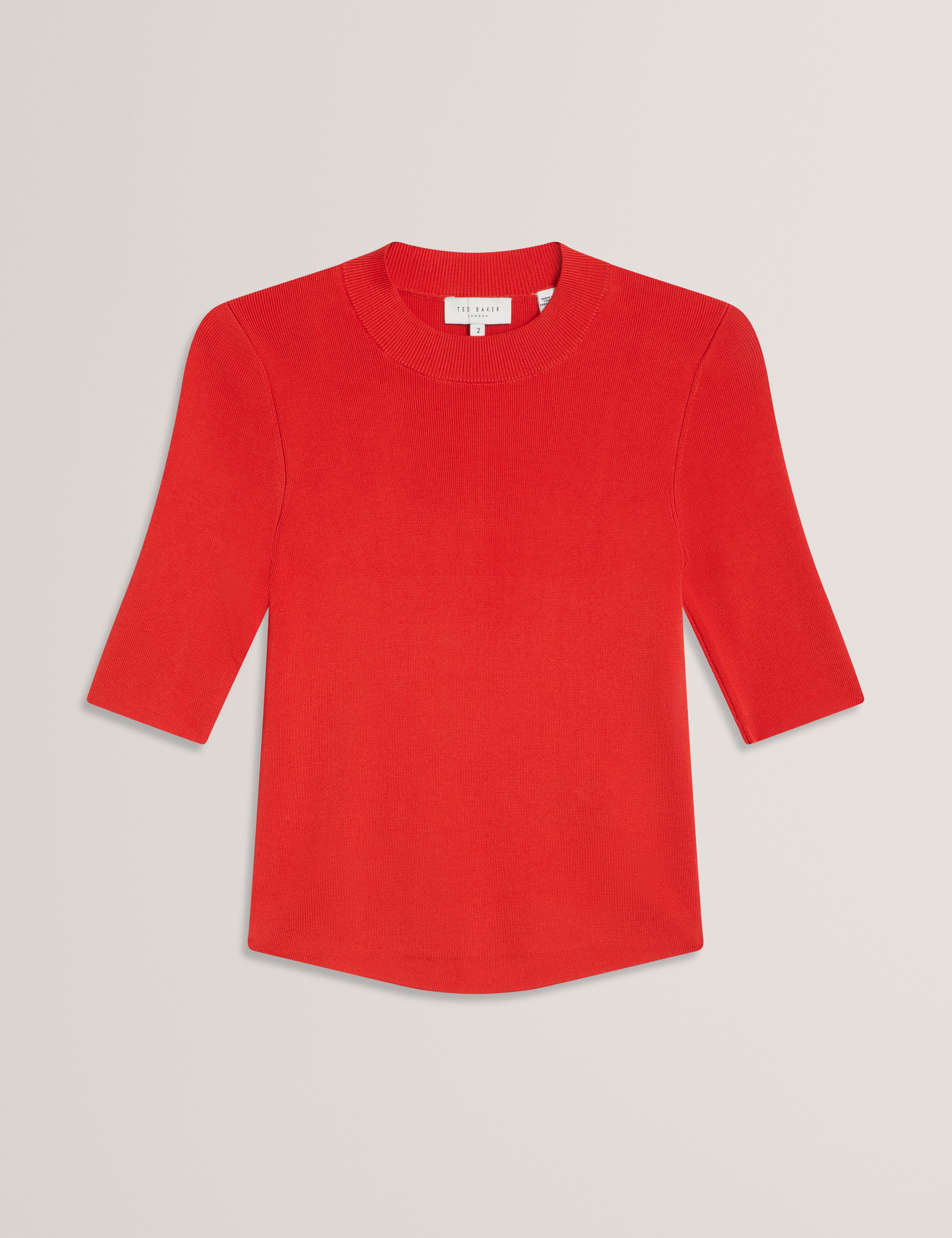 Felixia Knitted Half Sleeve Tee Red
