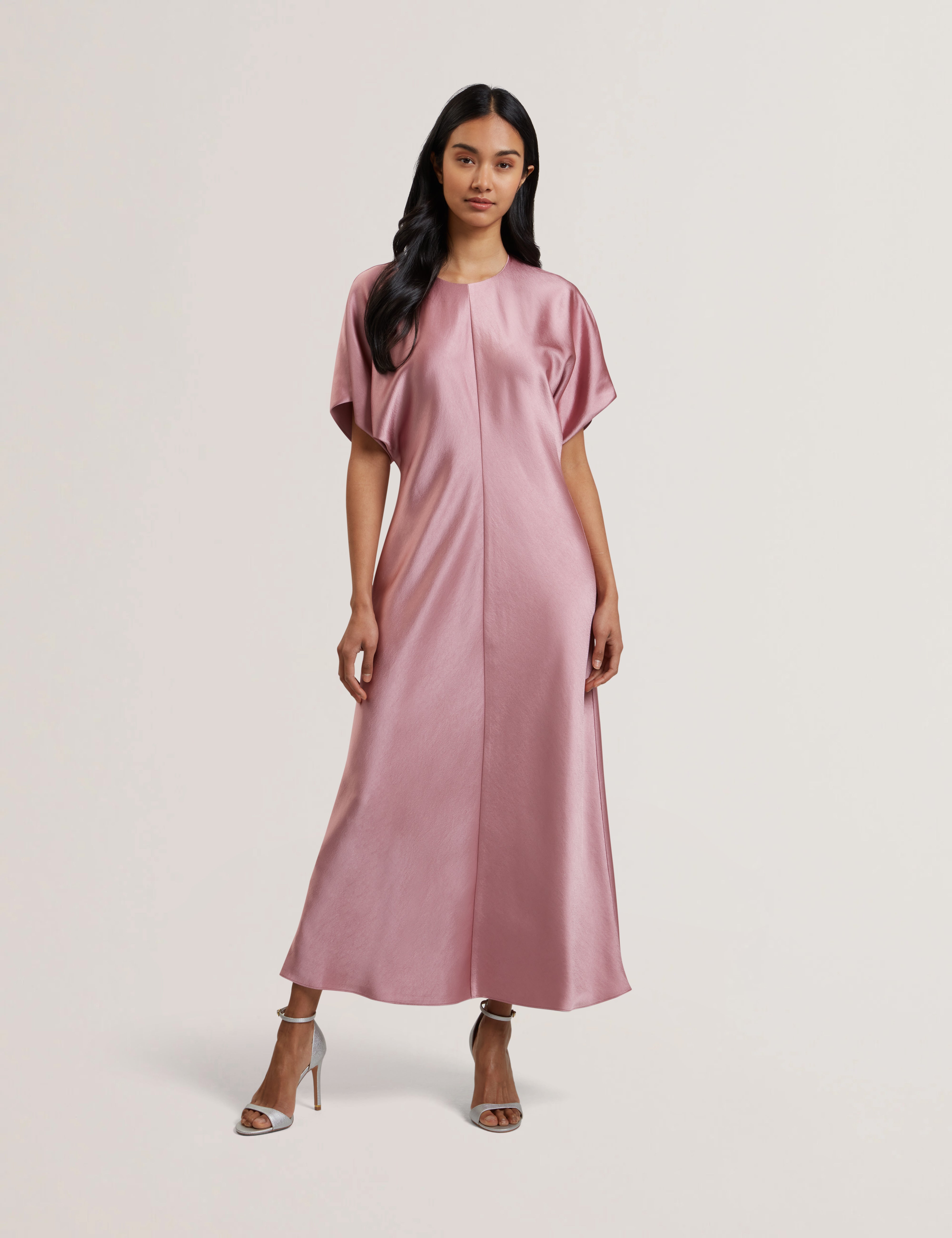Fianaa Slouch Sleeve Waisted Column Dress Mid-Pink