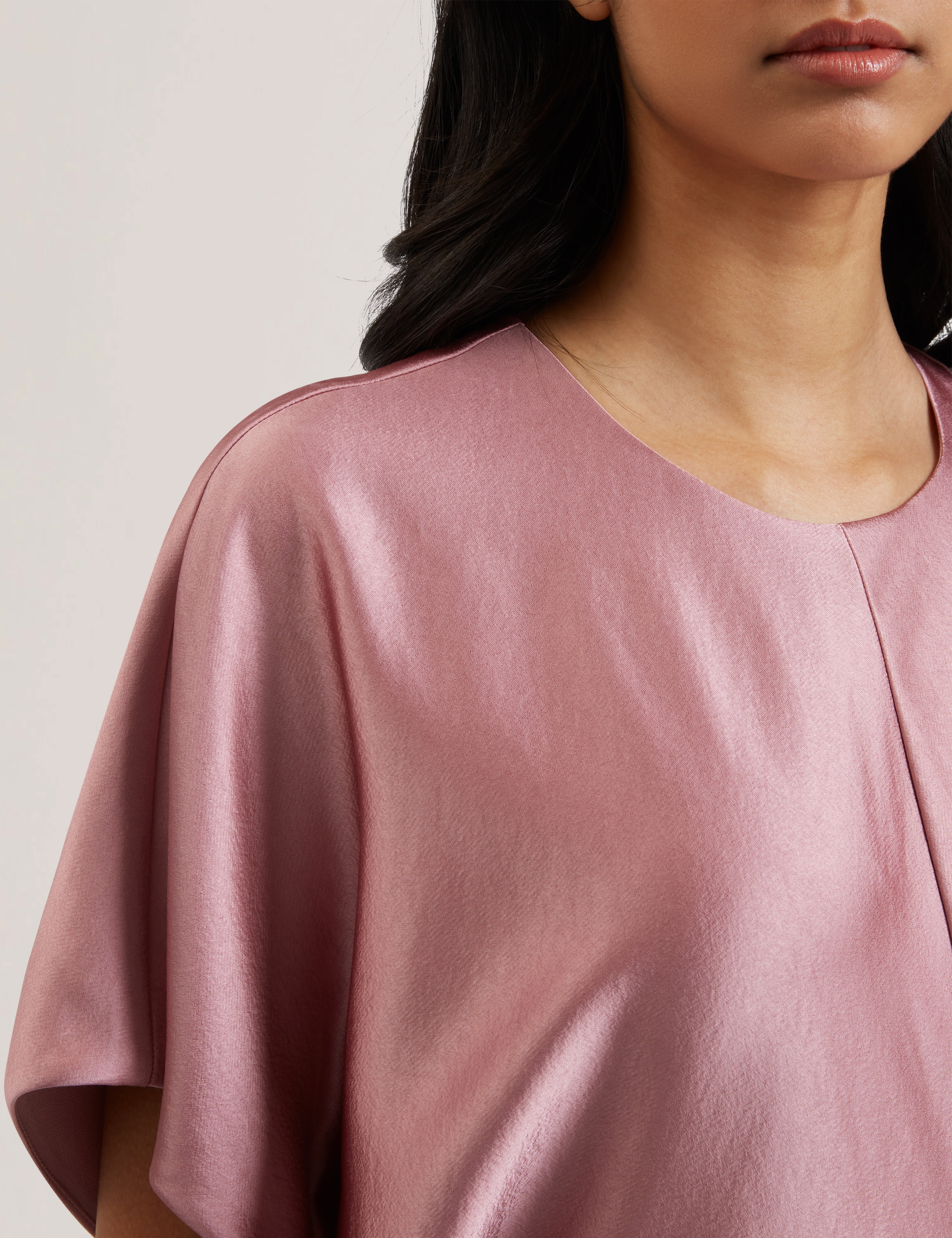Fianaa Slouch Sleeve Waisted Column Dress Mid-Pink