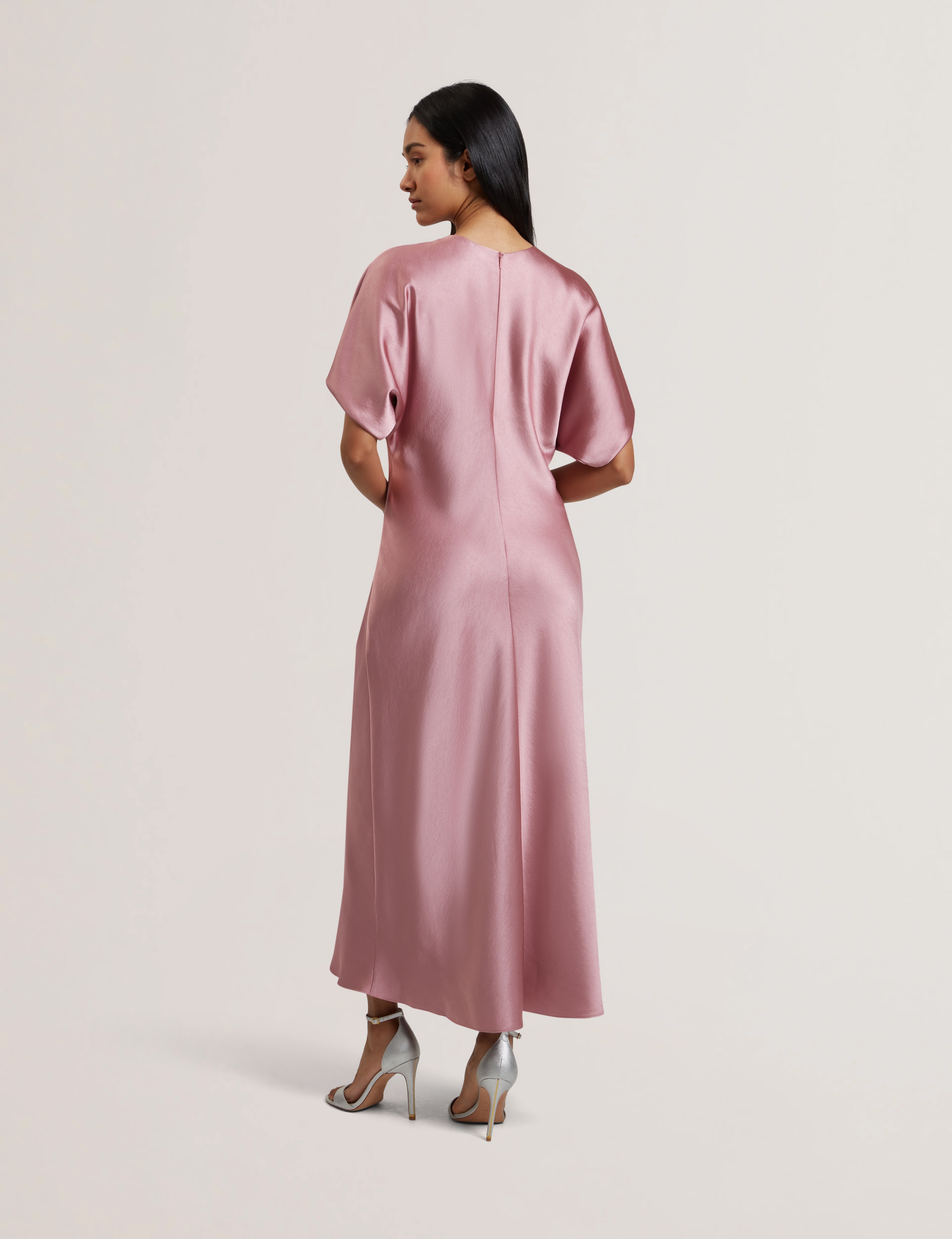 Fianaa Slouch Sleeve Waisted Column Dress Mid-Pink