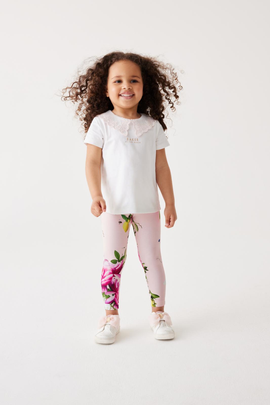 Pink Organza Collared T-Shirt And Leggings Set Pink