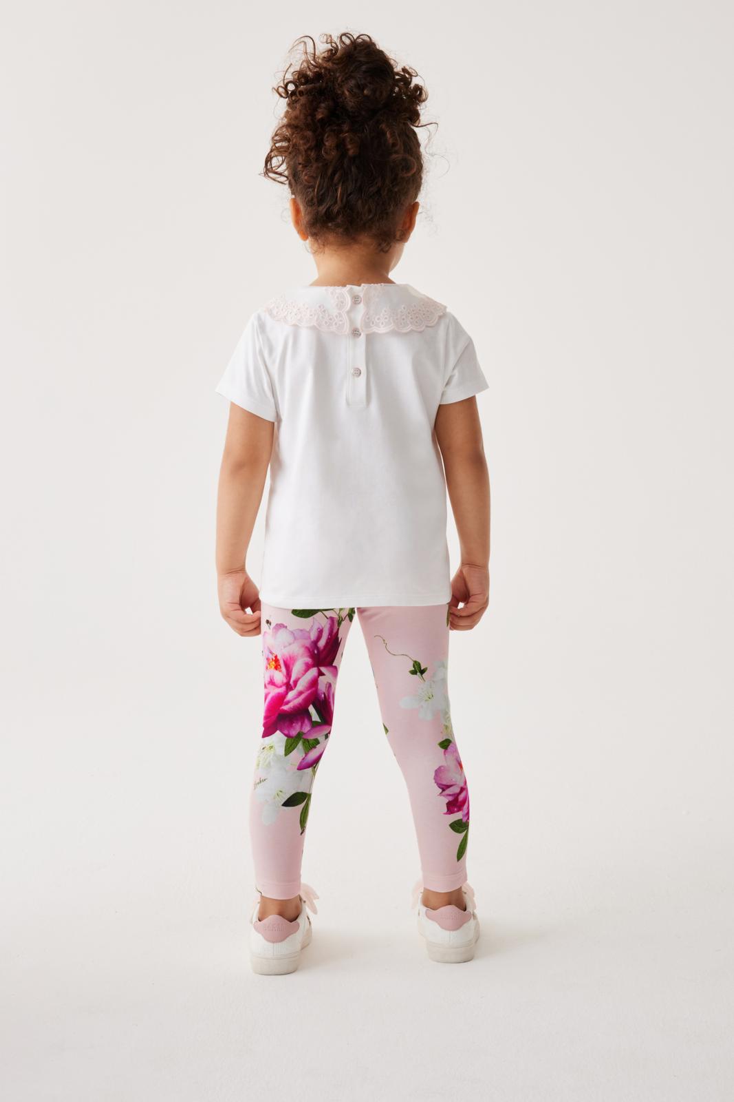 Pink Organza Collared T-Shirt And Leggings Set Pink