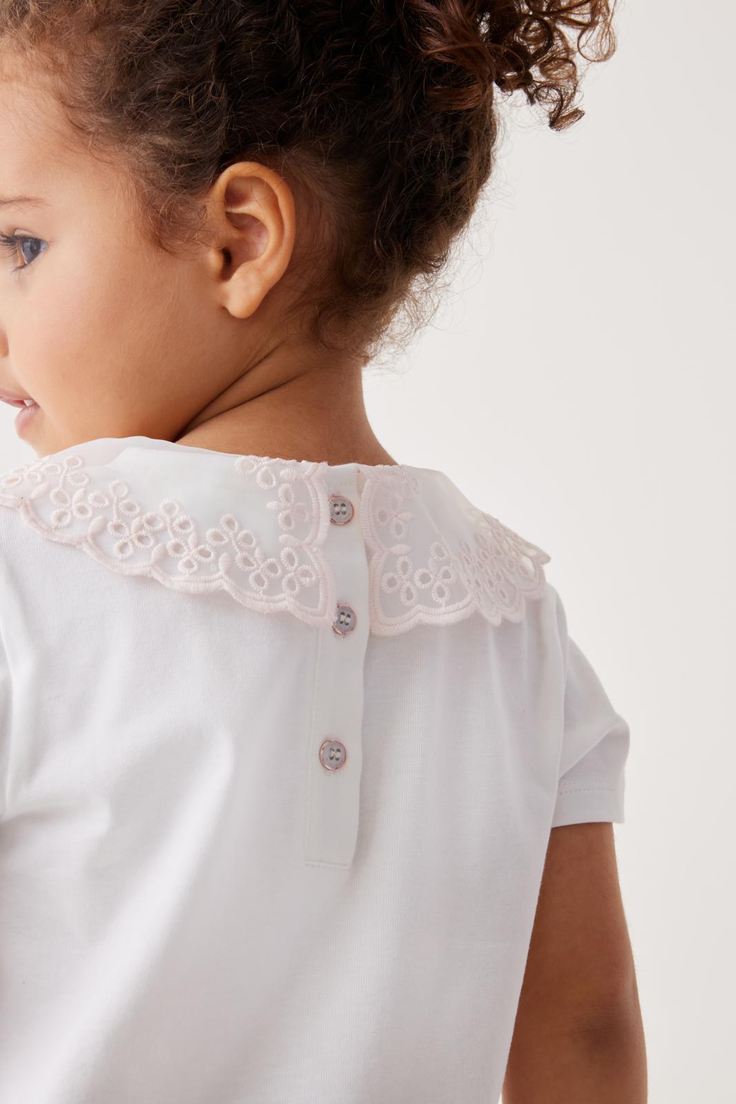 Pink Organza Collared T-Shirt And Leggings Set Pink