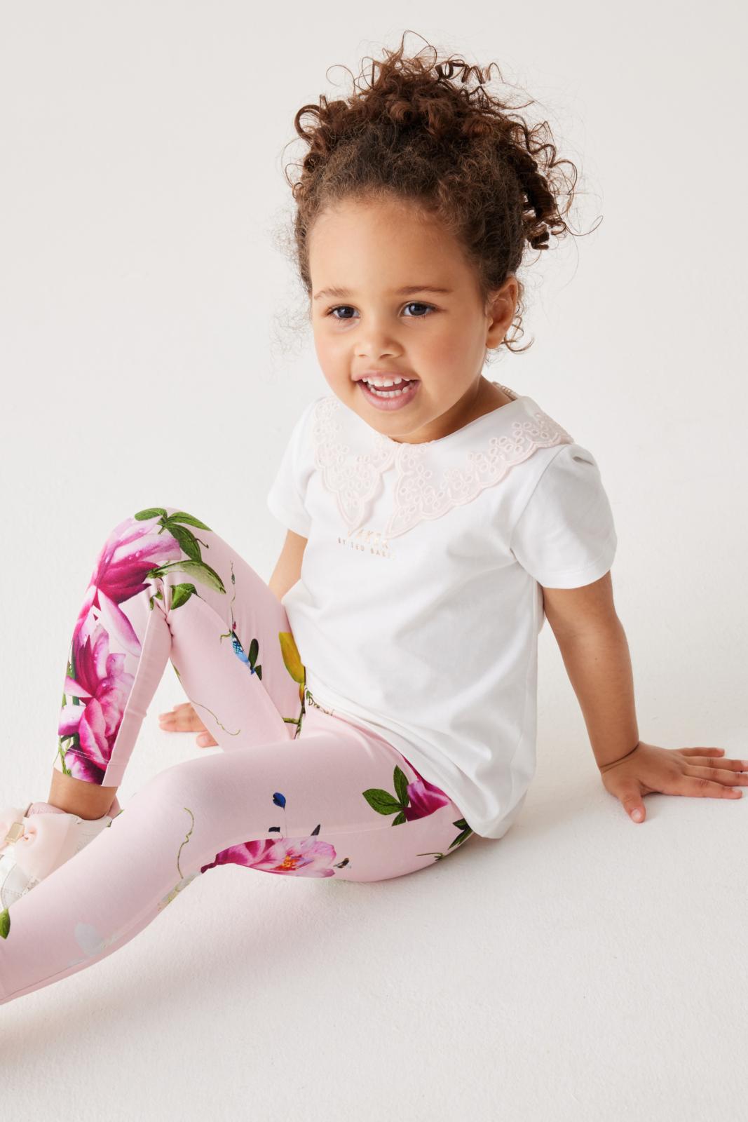 Pink Organza Collared T-Shirt And Leggings Set Pink