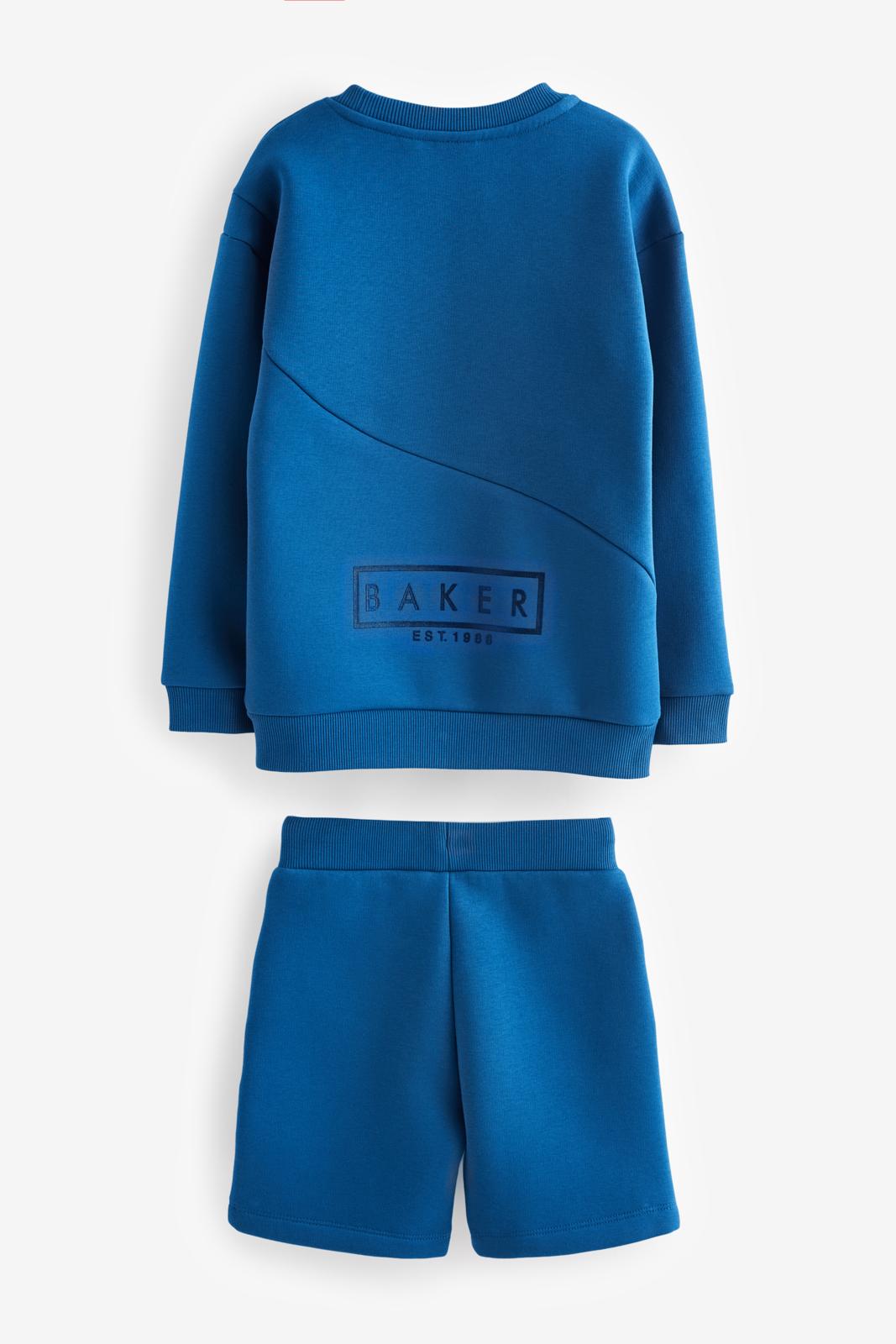 Seam Sweatshirt And Short Set Blue