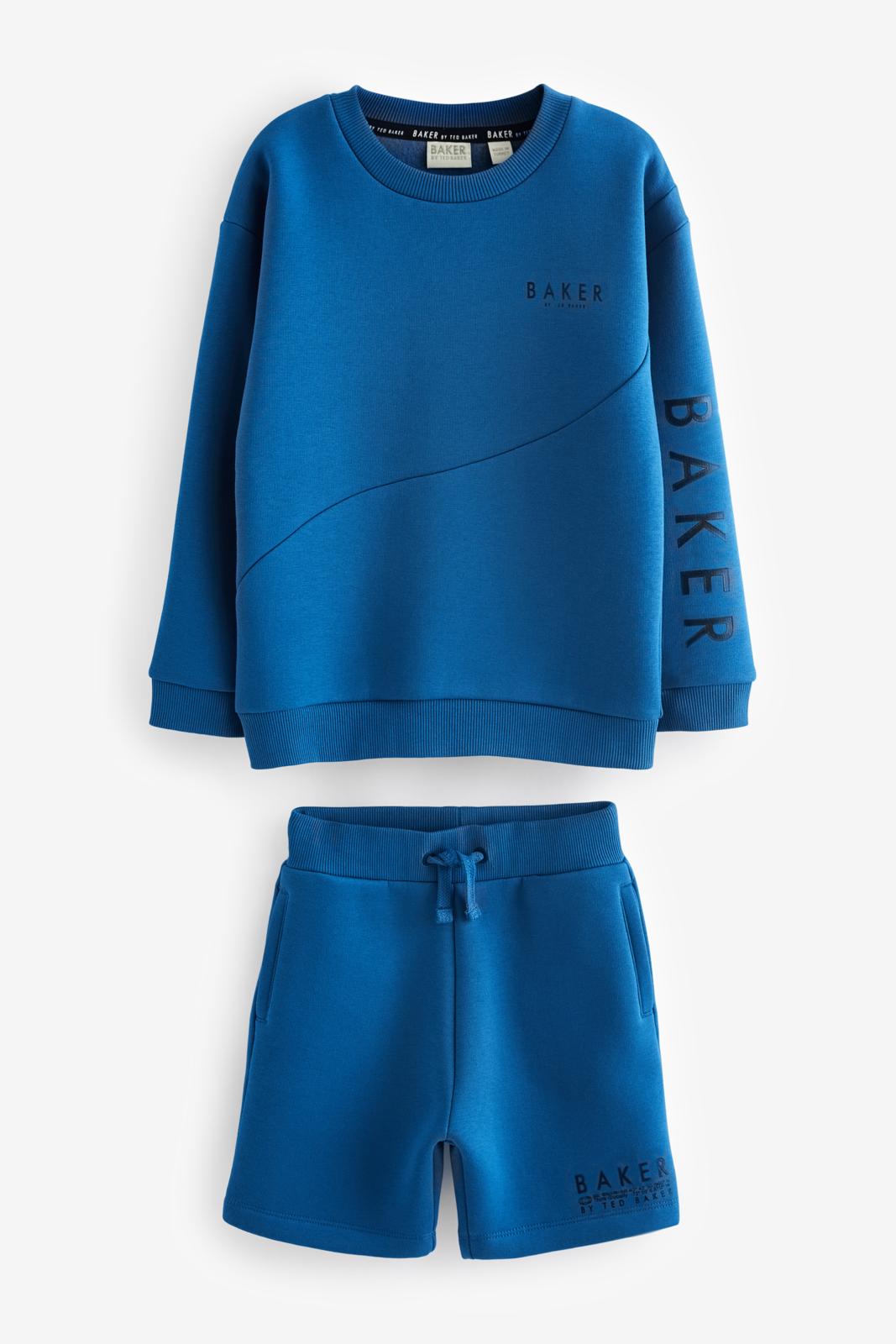 Seam Sweatshirt And Short Set Blue