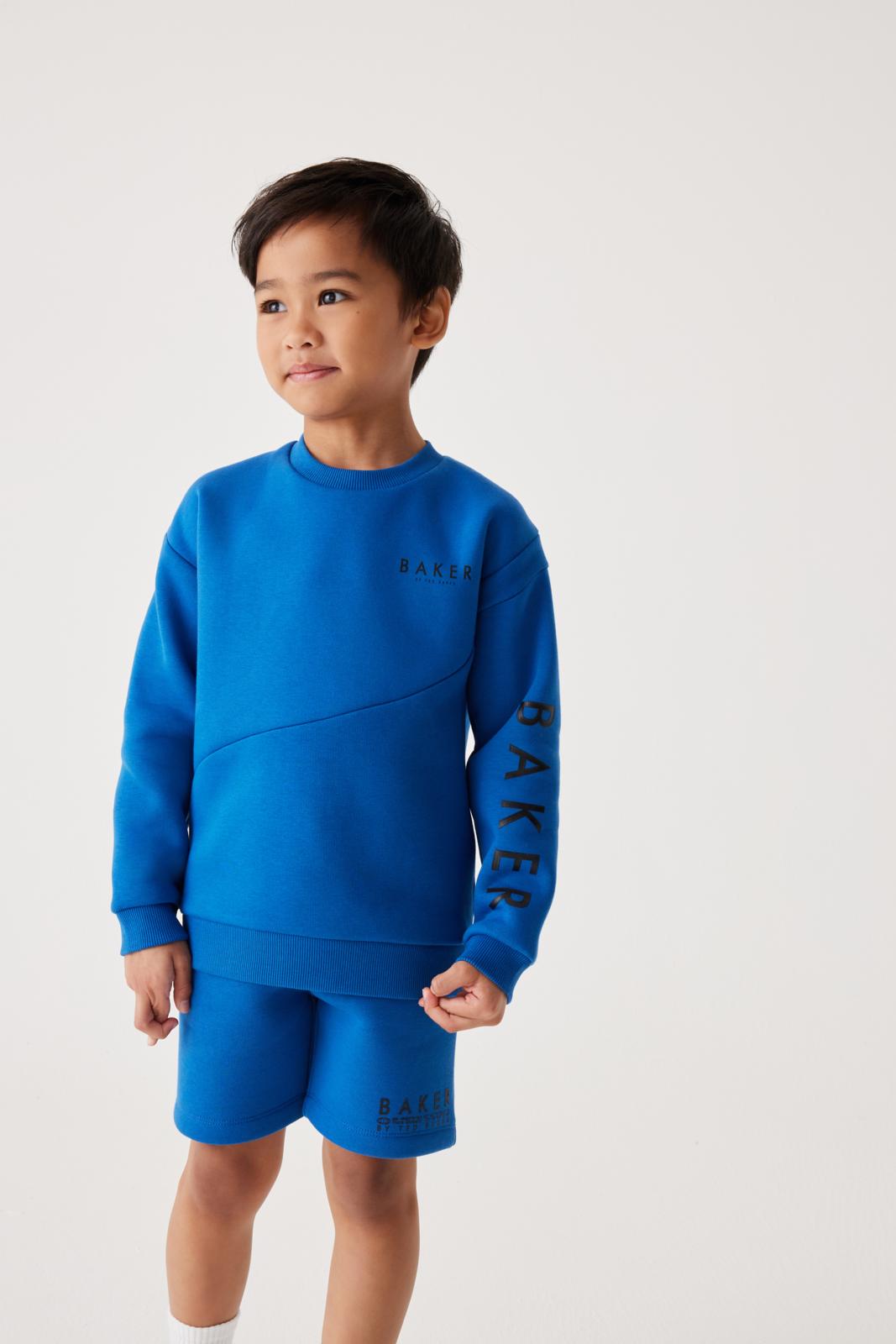 Seam Sweatshirt And Short Set Blue