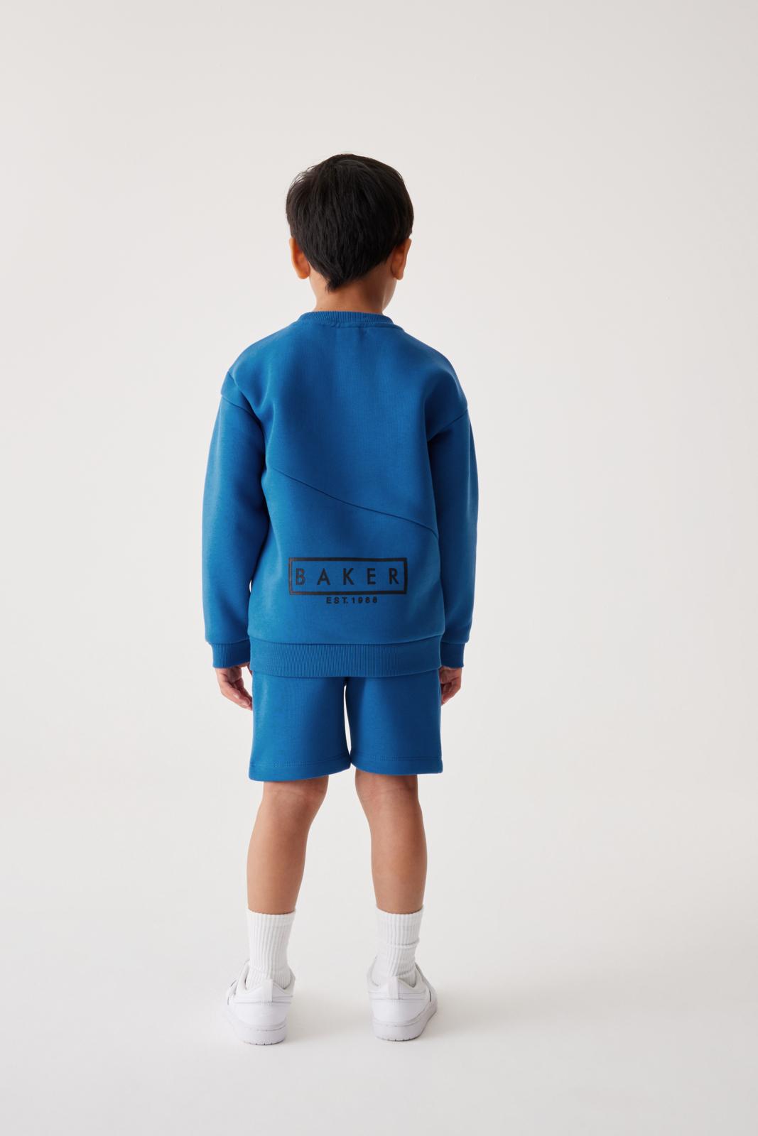 Seam Sweatshirt And Short Set Blue
