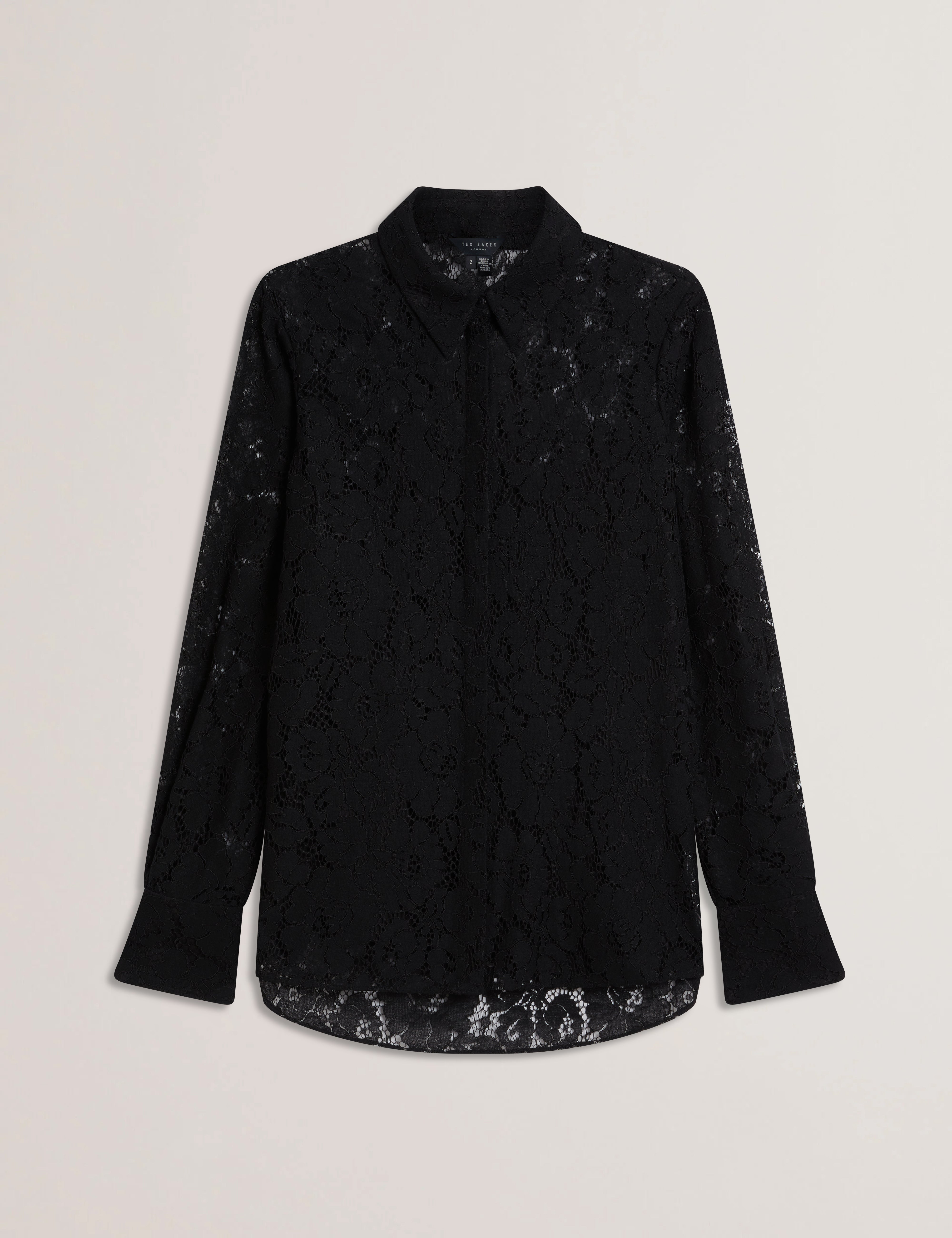 Gennoa Longline Lace Shirt Black