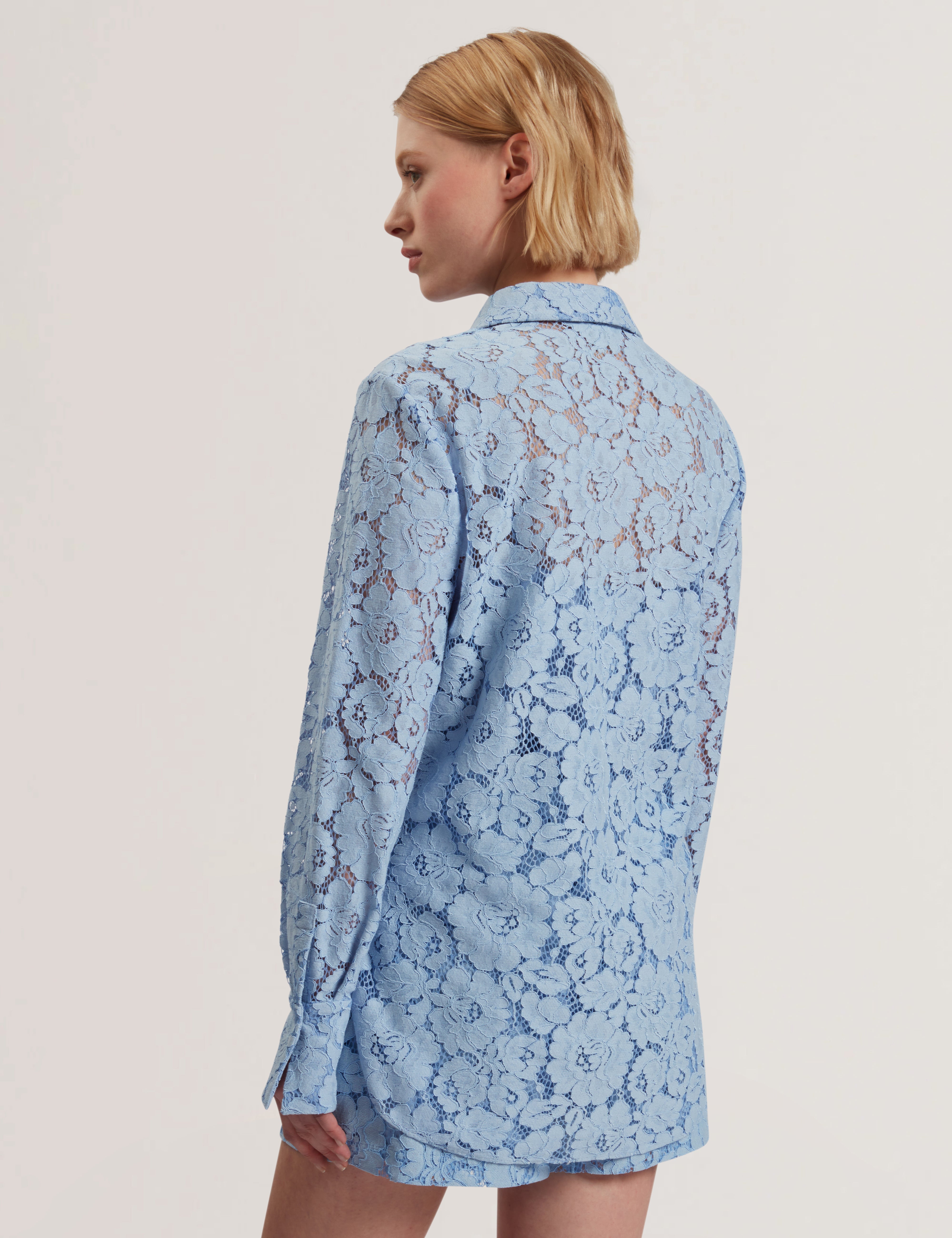 Gennoa Longline Lace Shirt Lt-Blue