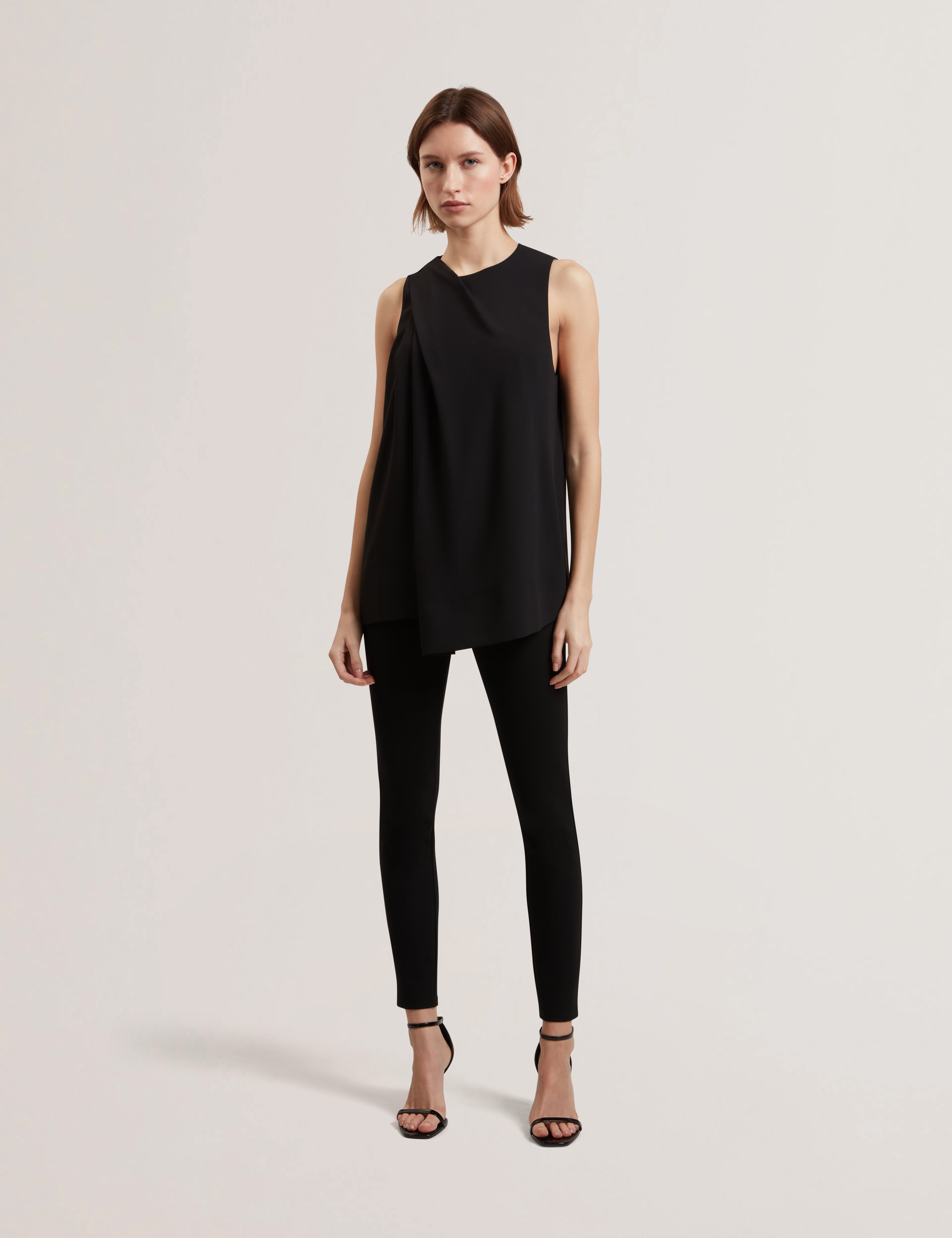 Icana Drape Detail Sleeveless Top Black
