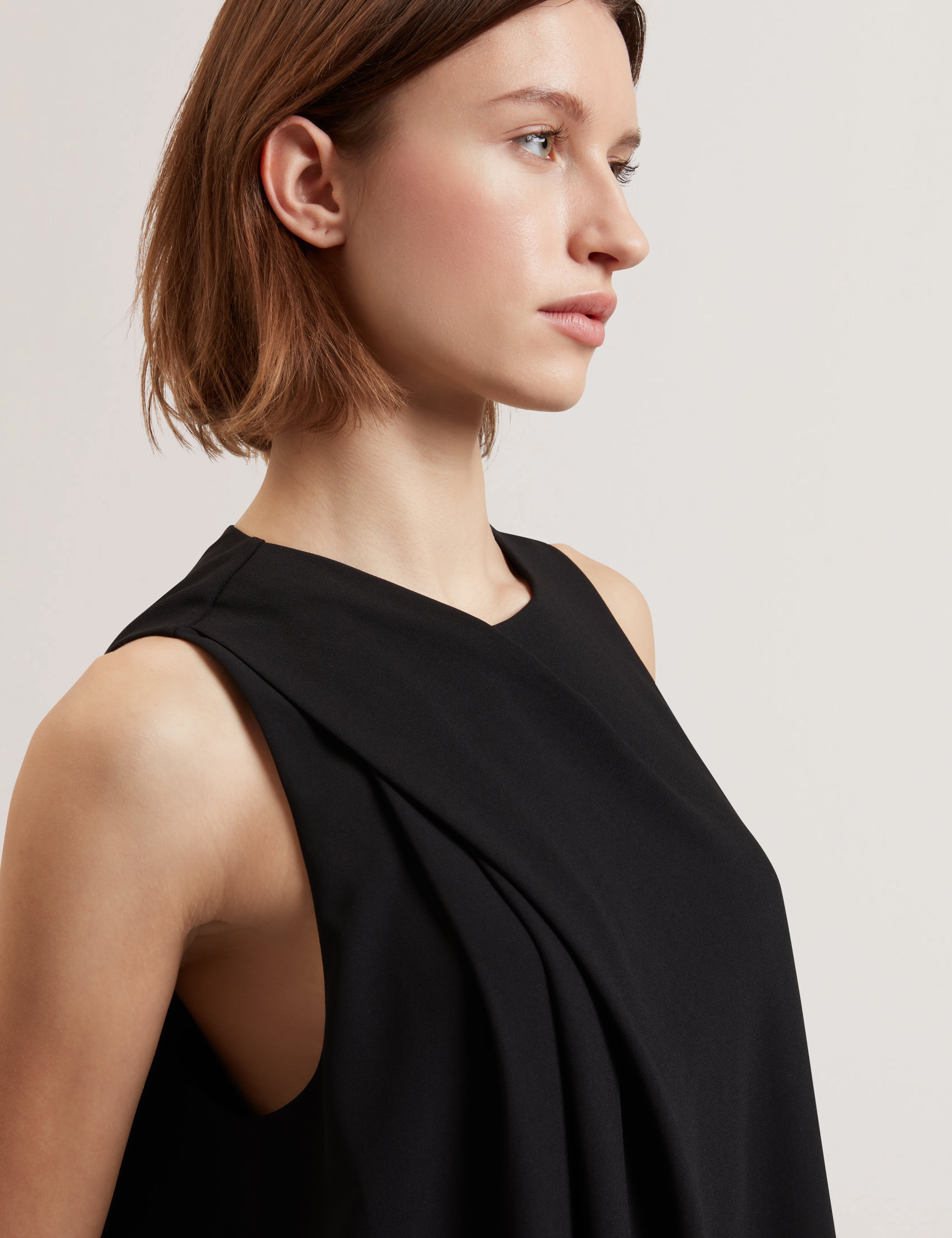 Icana Drape Detail Sleeveless Top Black