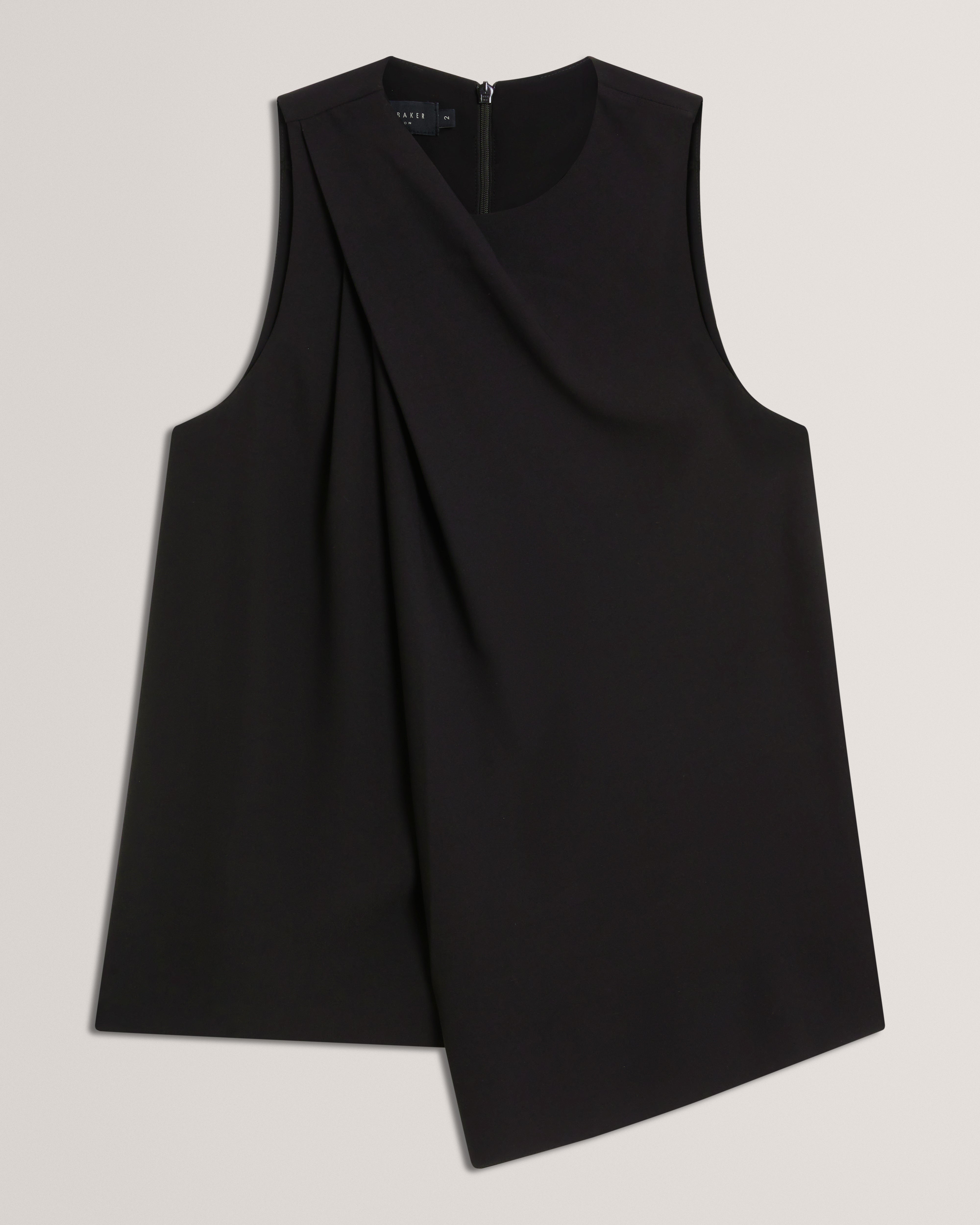 Icana Drape Detail Sleeveless Top Black