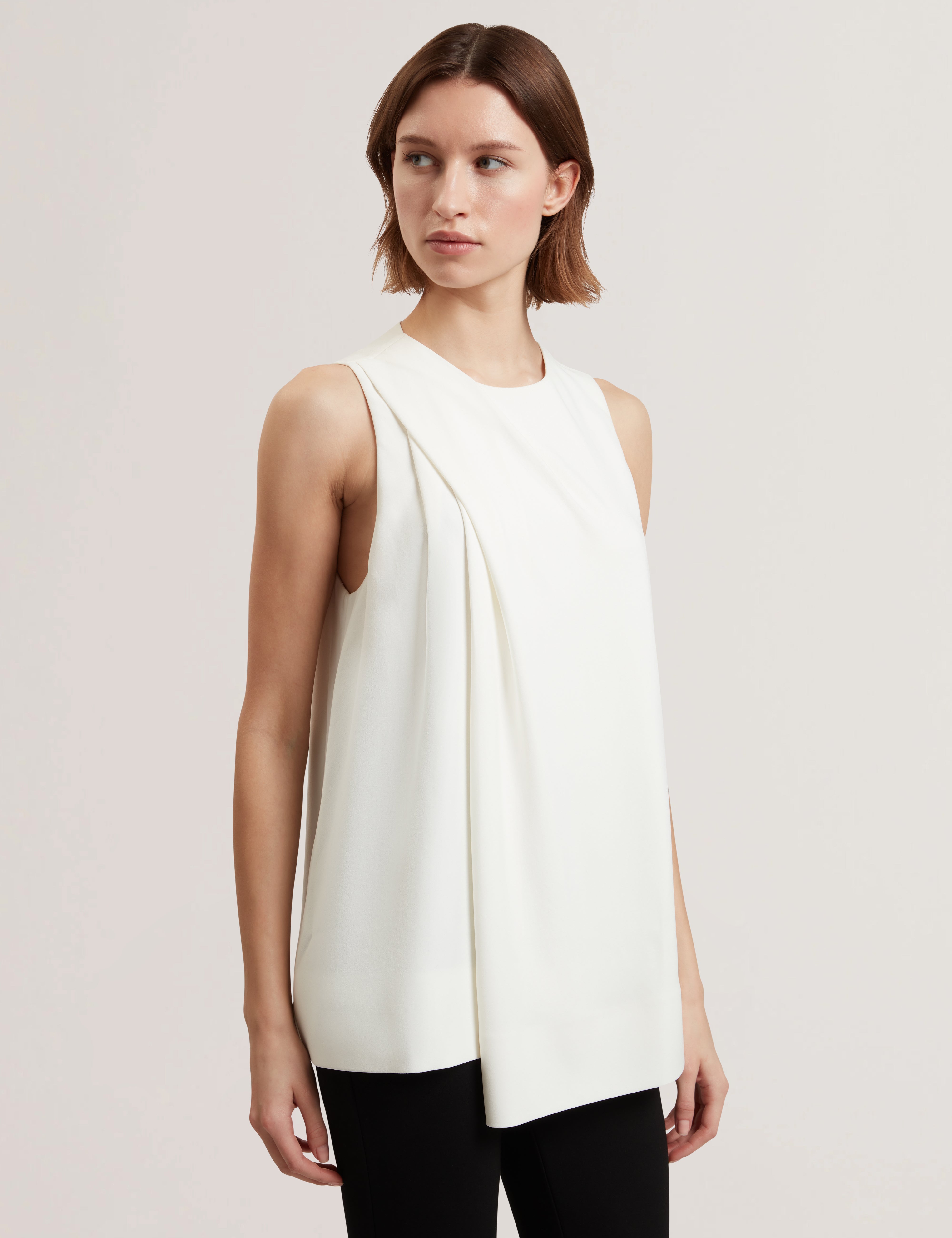 Icana Drape Detail Sleeveless Top Ivory