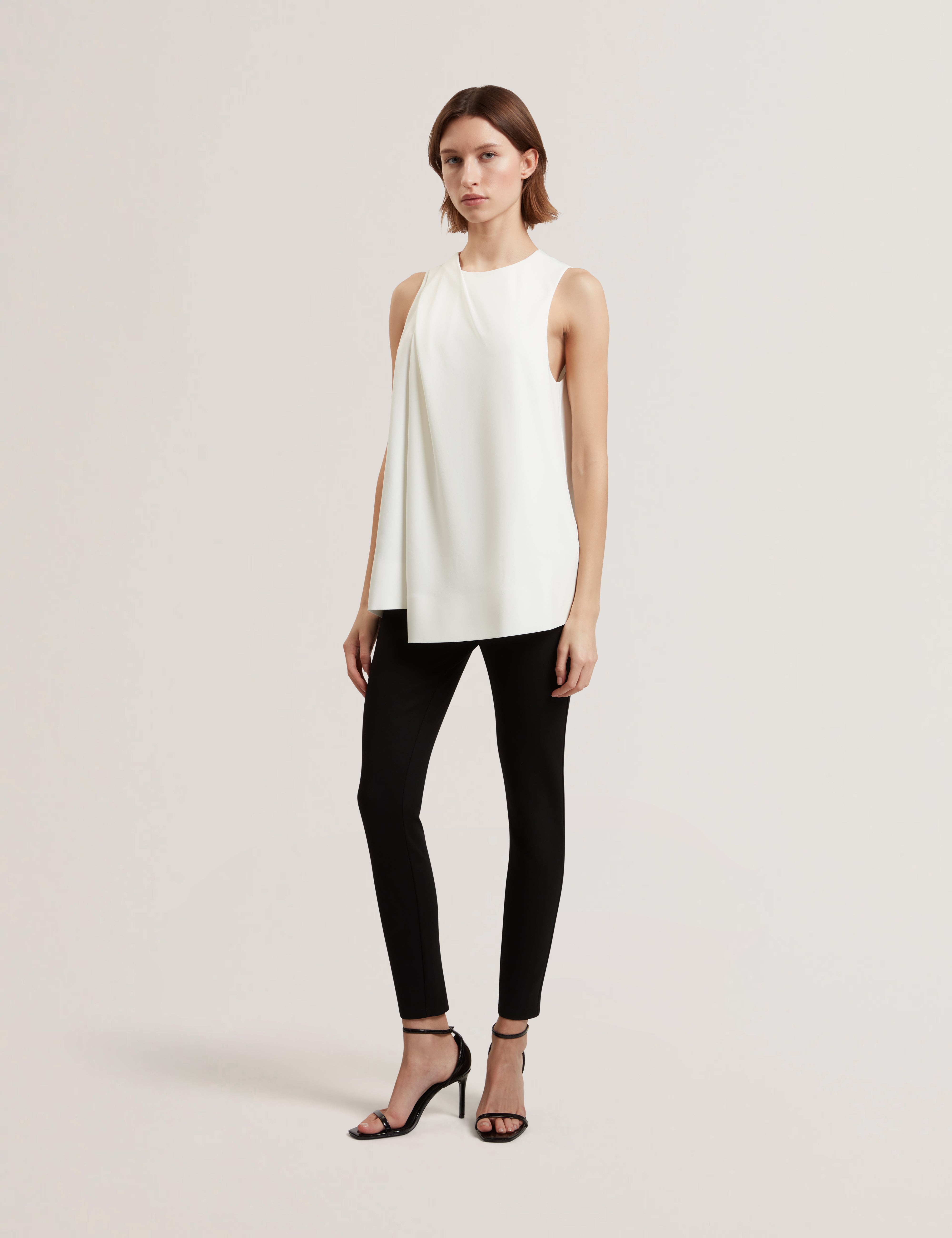 Icana Drape Detail Sleeveless Top Ivory