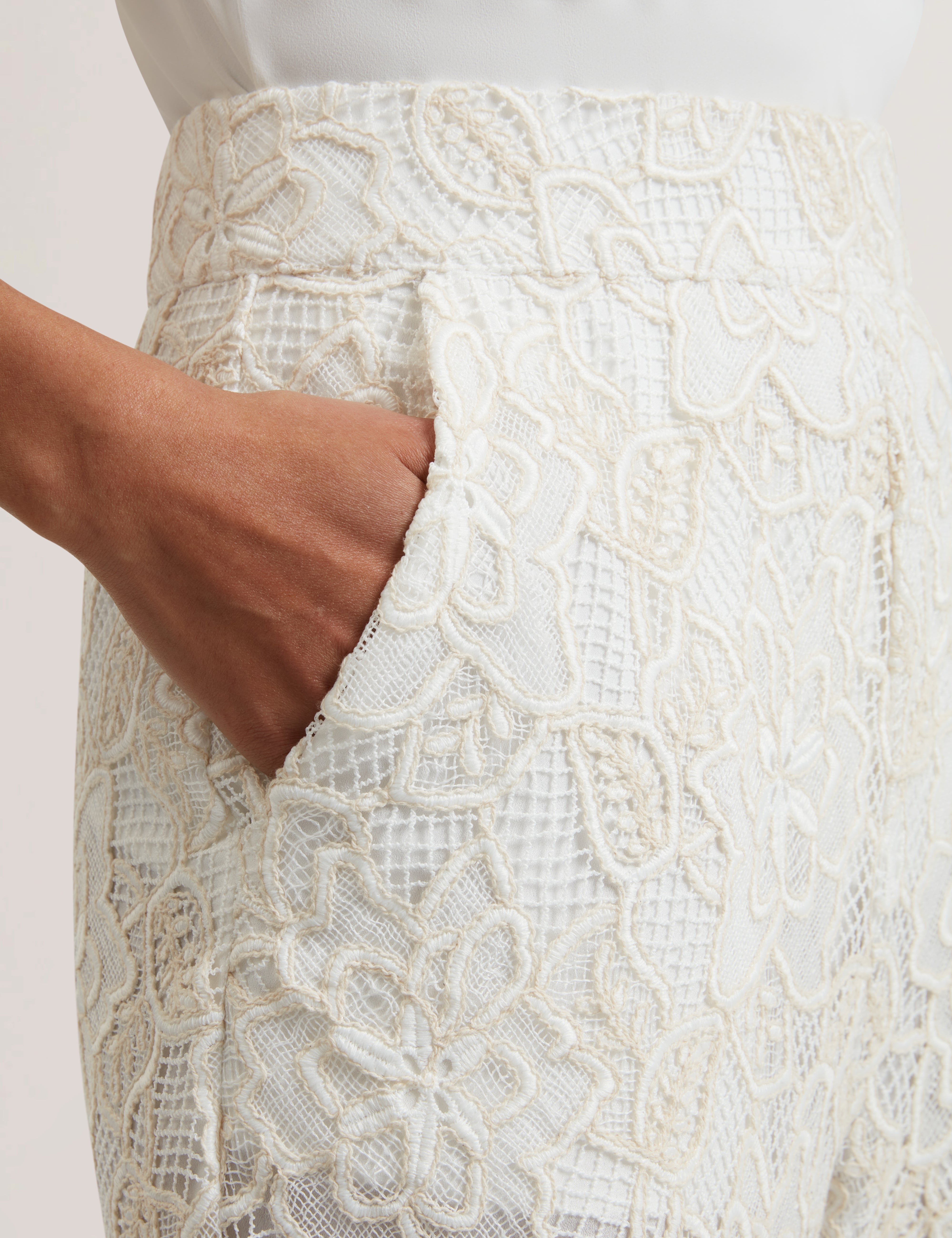 Ipolia Wide Leg Lace Trouser Ivory