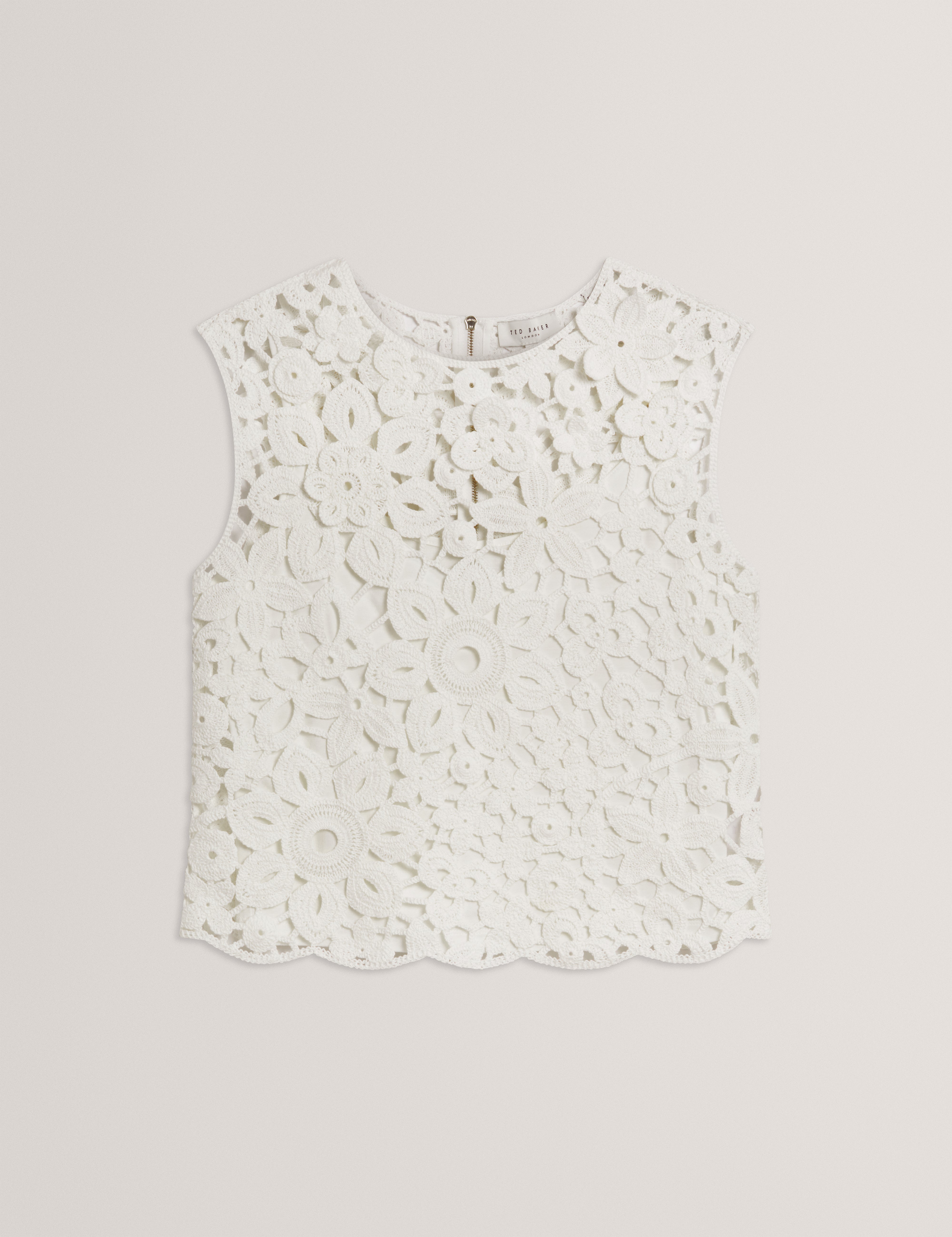 Joyyra Crochet Knit Top White