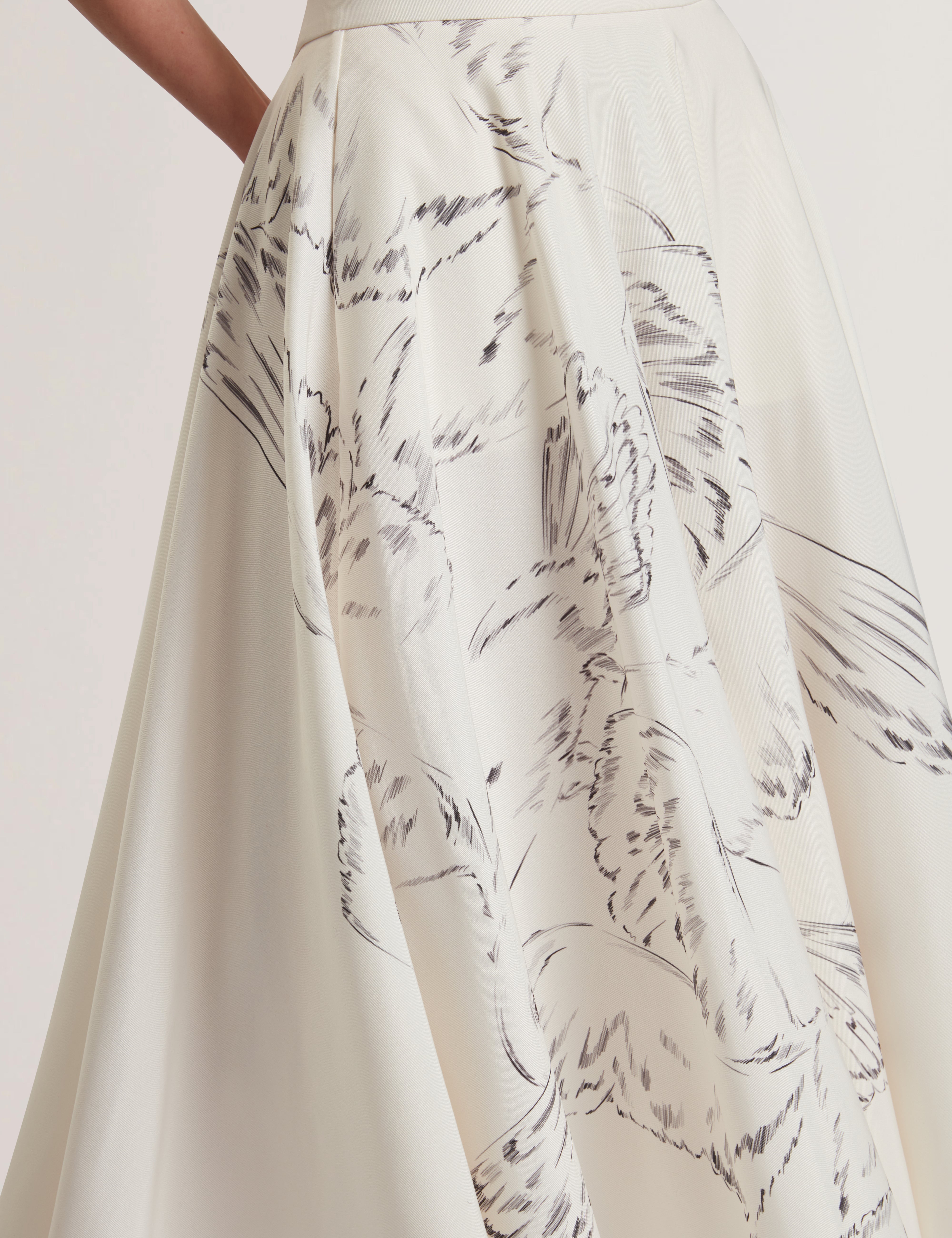 Laguuna Printed Ottoman Midi Skirt Ivory