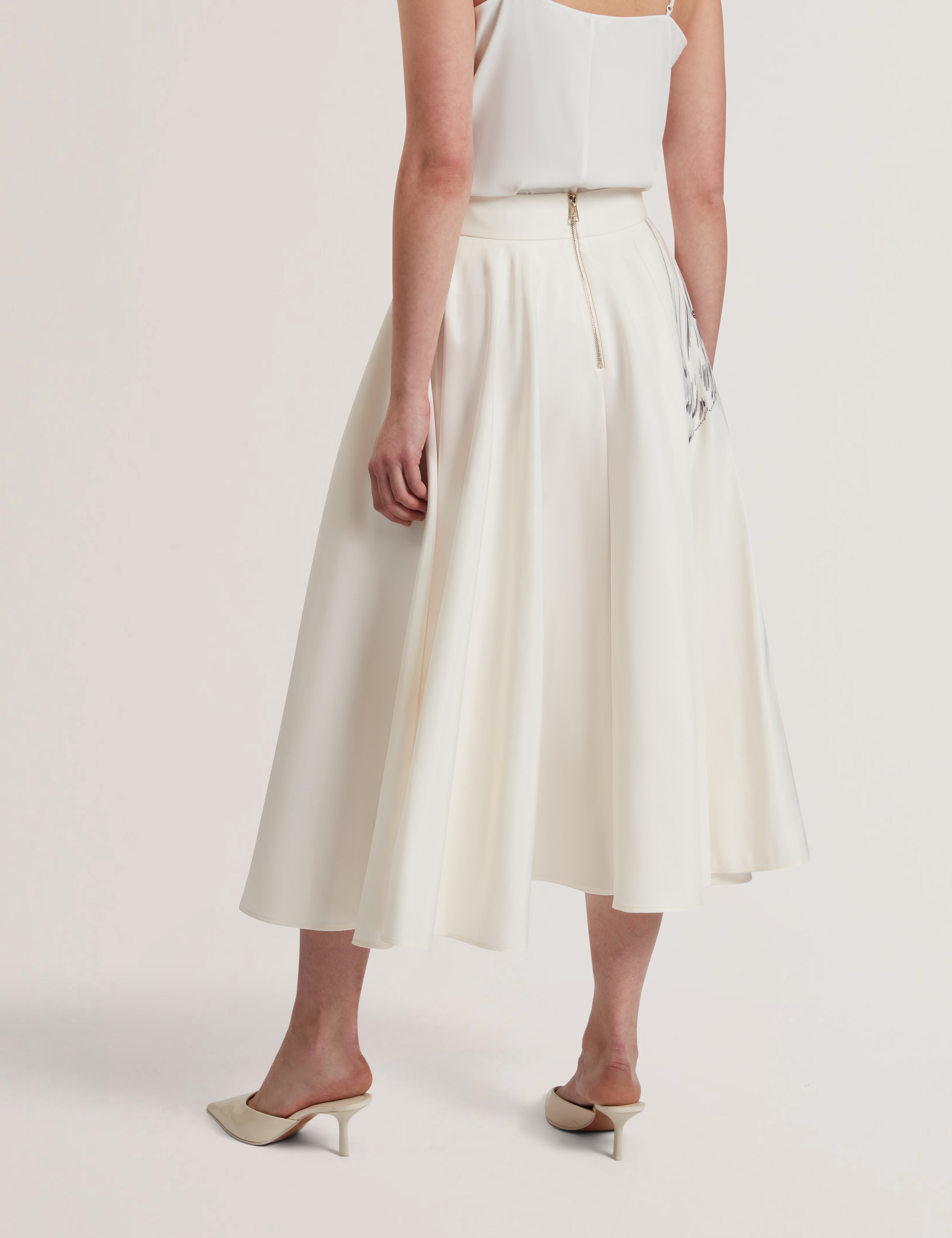 Laguuna Printed Ottoman Midi Skirt Ivory