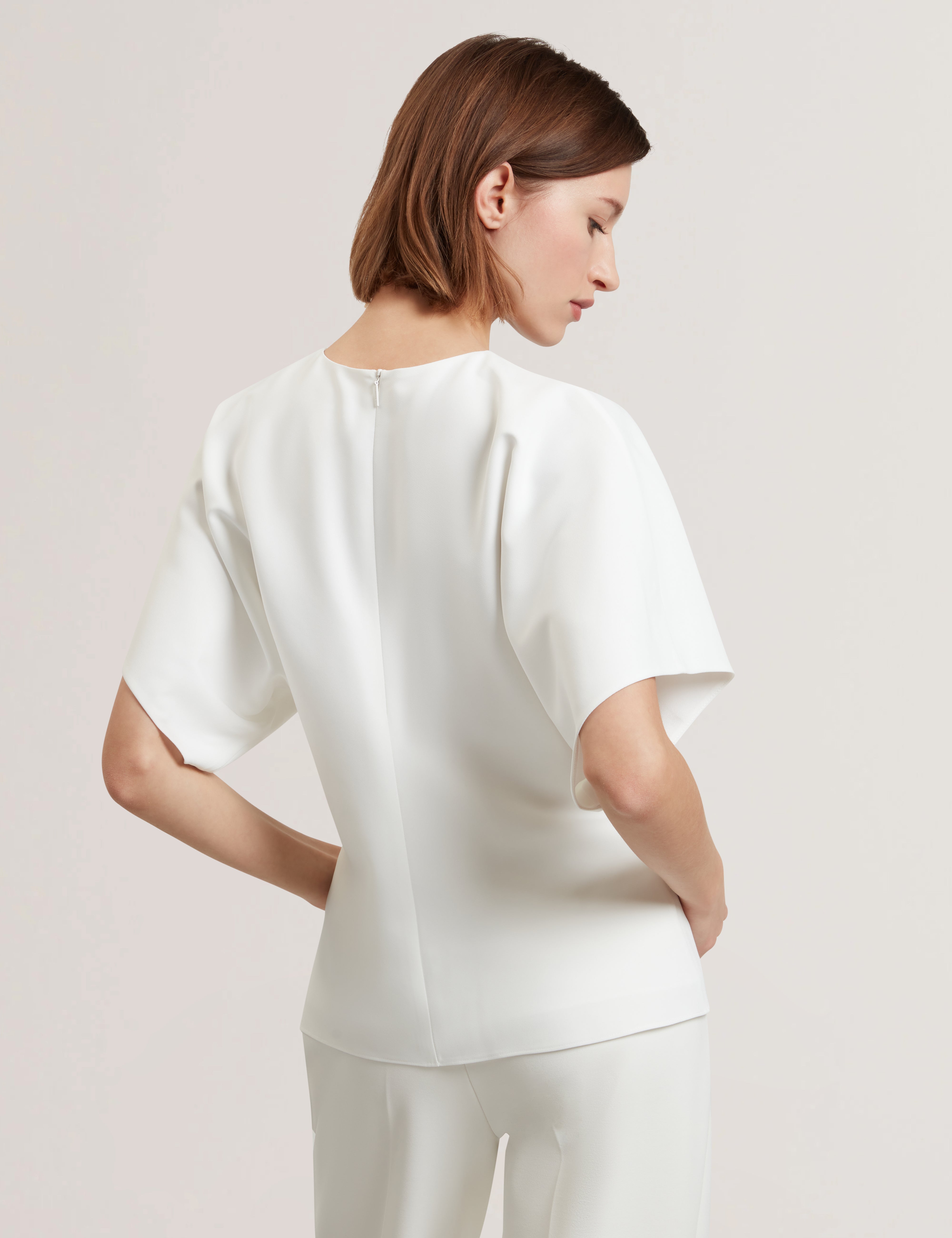 Lahnaa Slouch Sleeve Waisted Top White