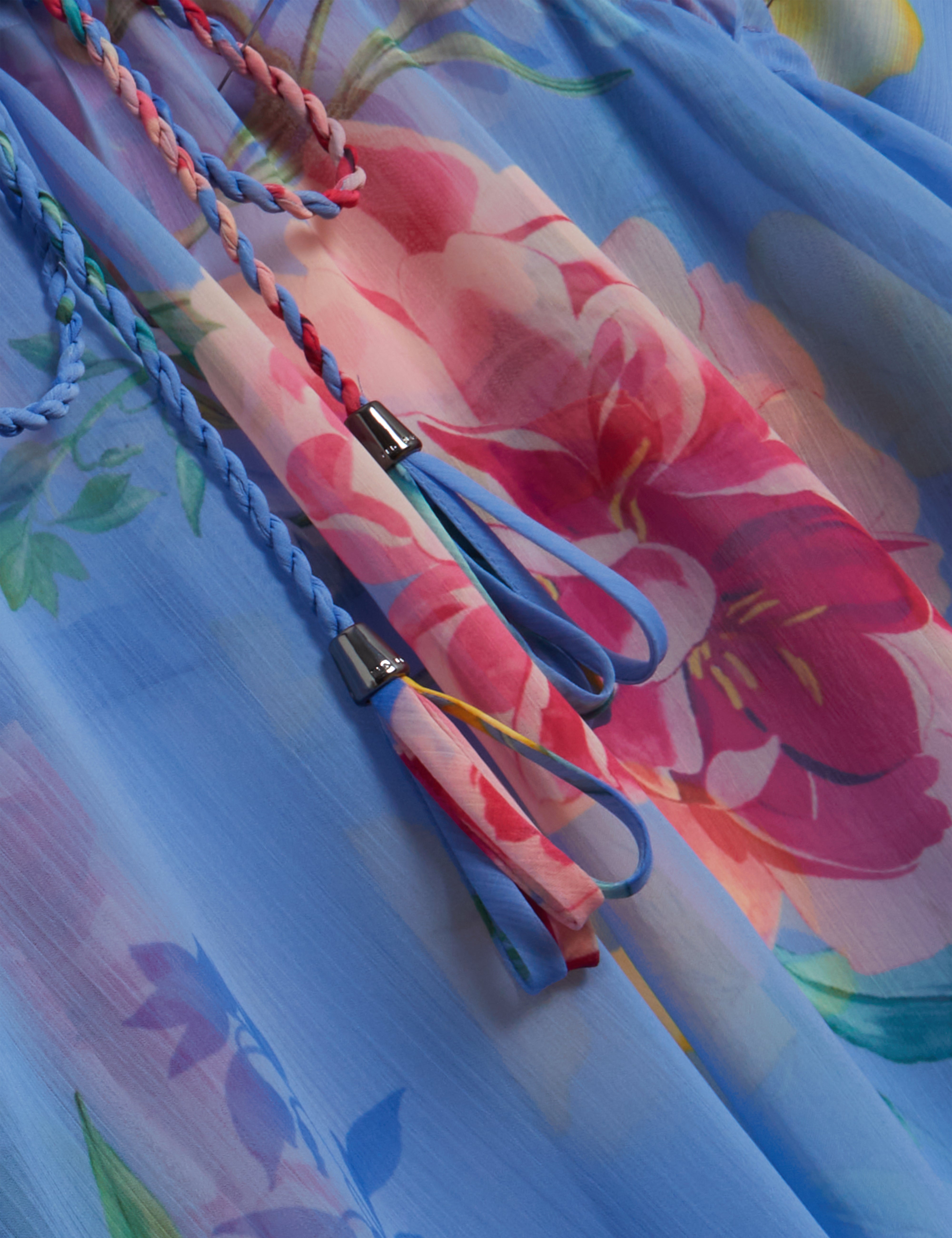 Larja Floral Printed Plunge Cover Up Brt-Blue