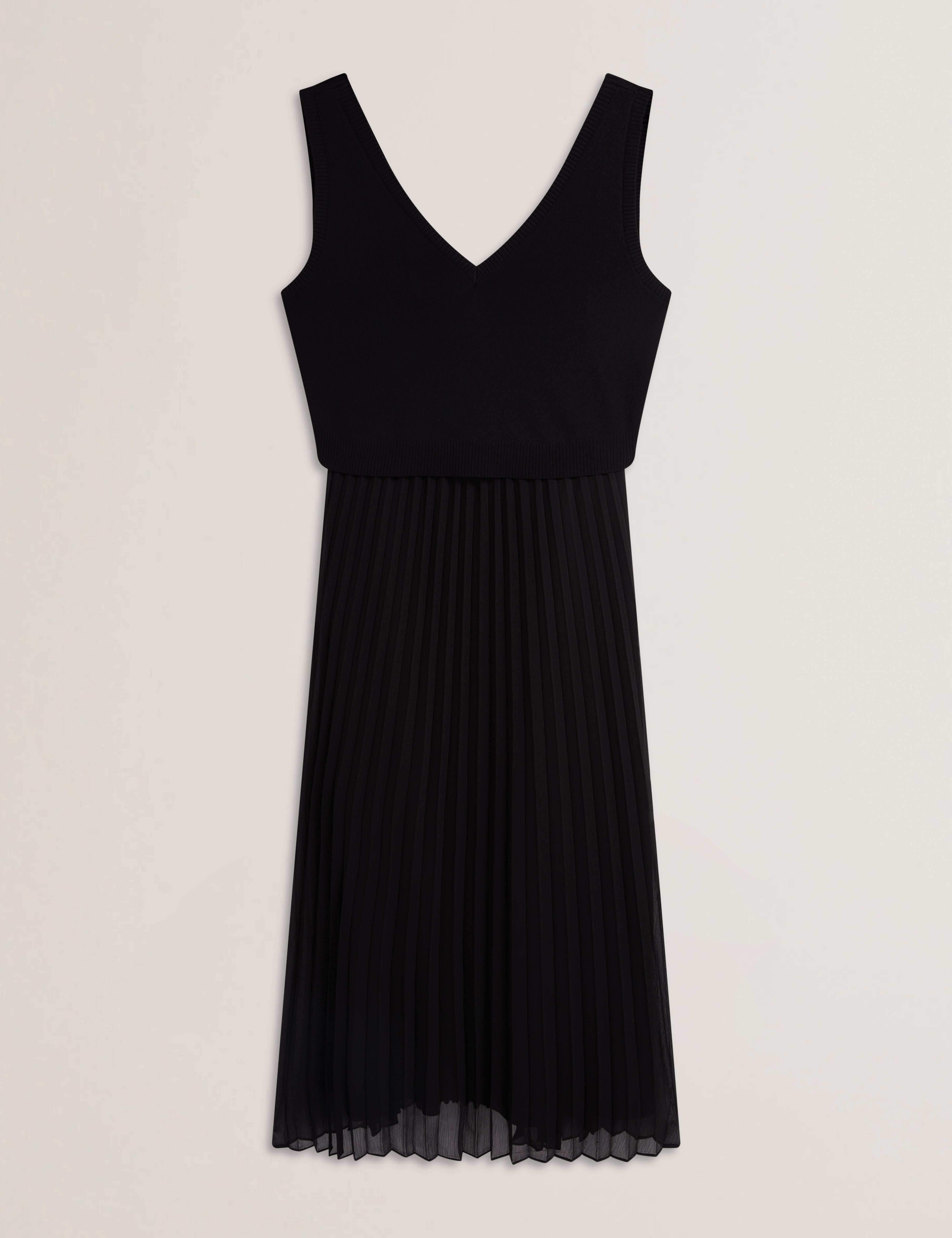 Larnahh 2-In-1 Pleated Cami Dress With Knit Black