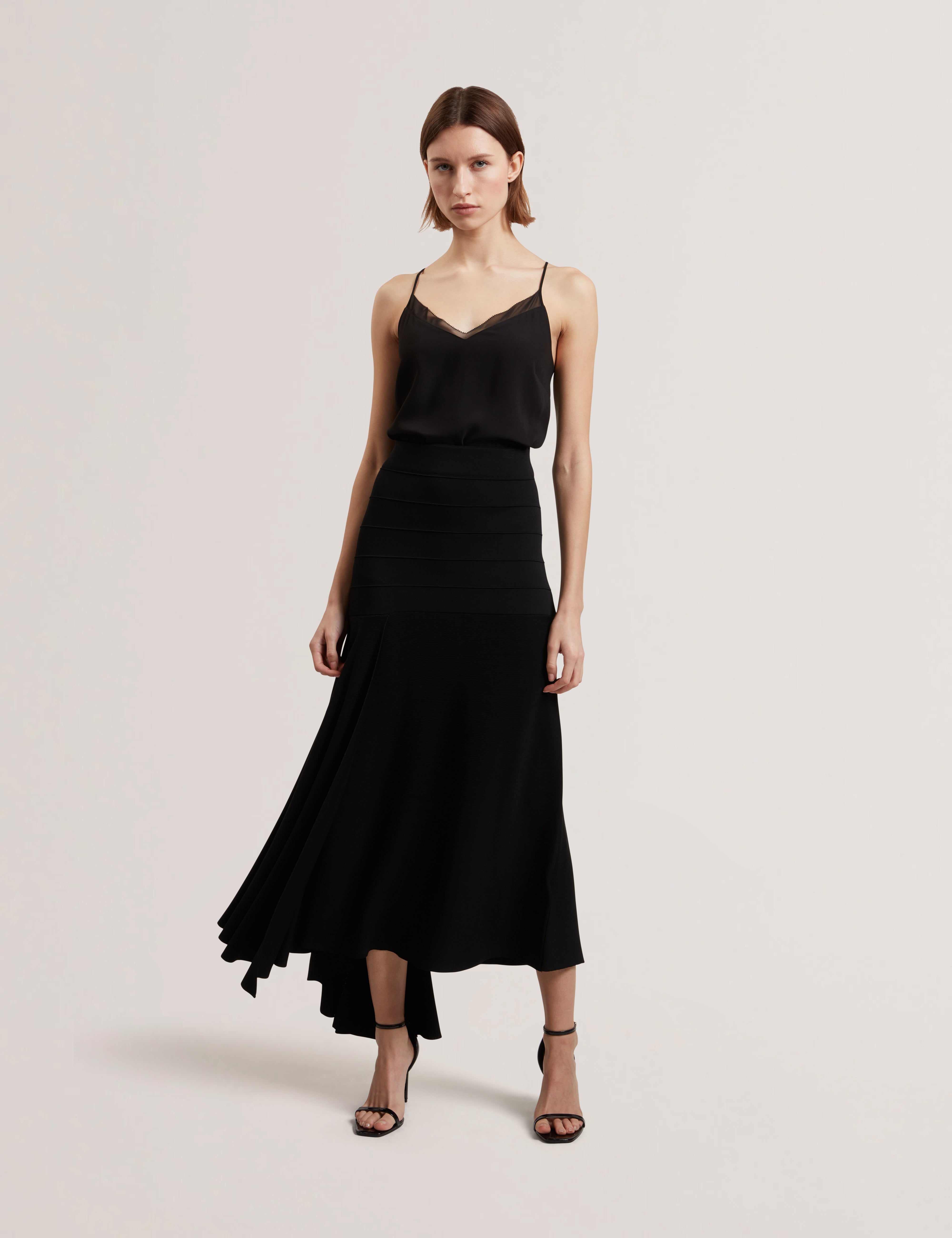 Laurrie Asymmetric Hem Knitted Skirt Black