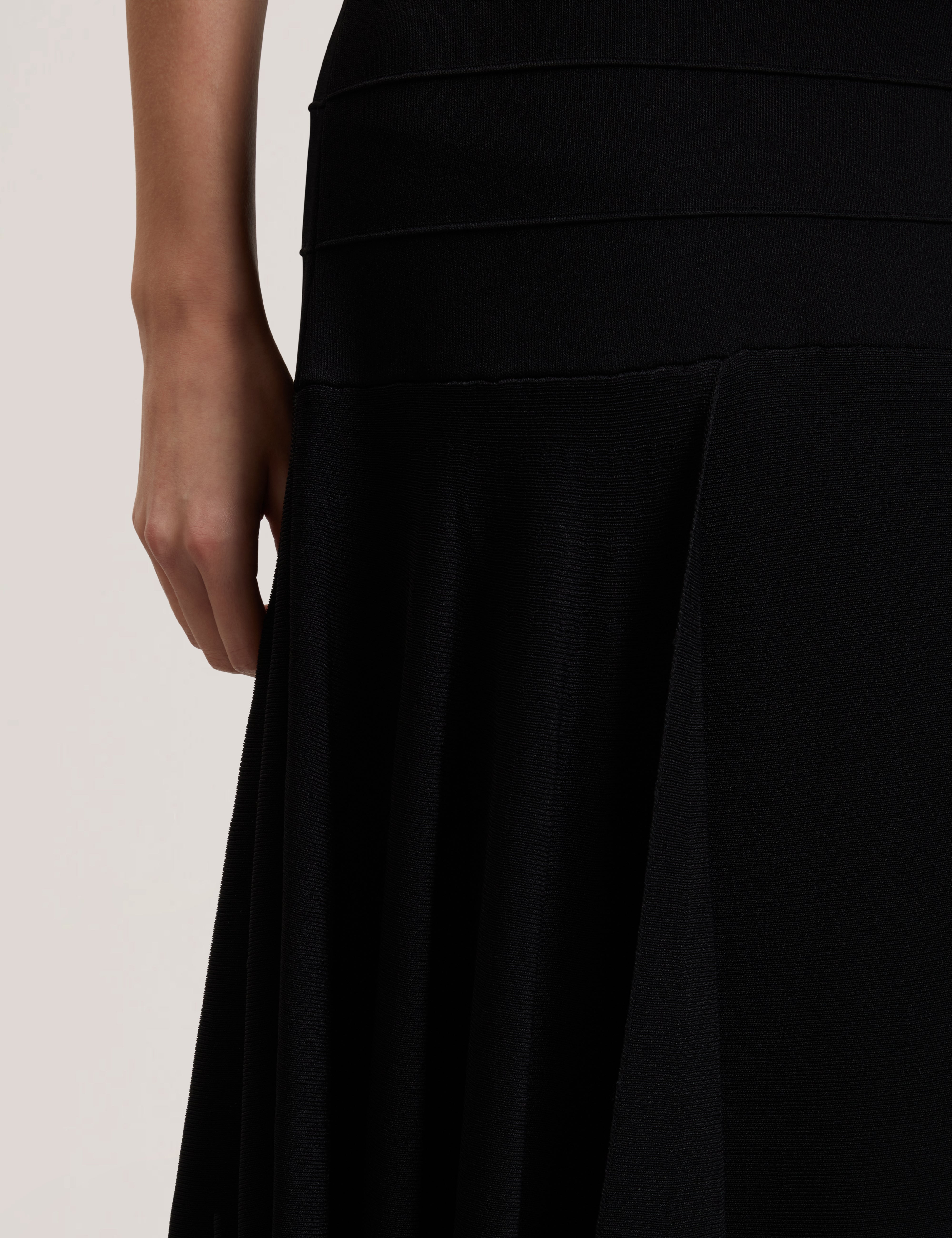 Laurrie Asymmetric Hem Knitted Skirt Black