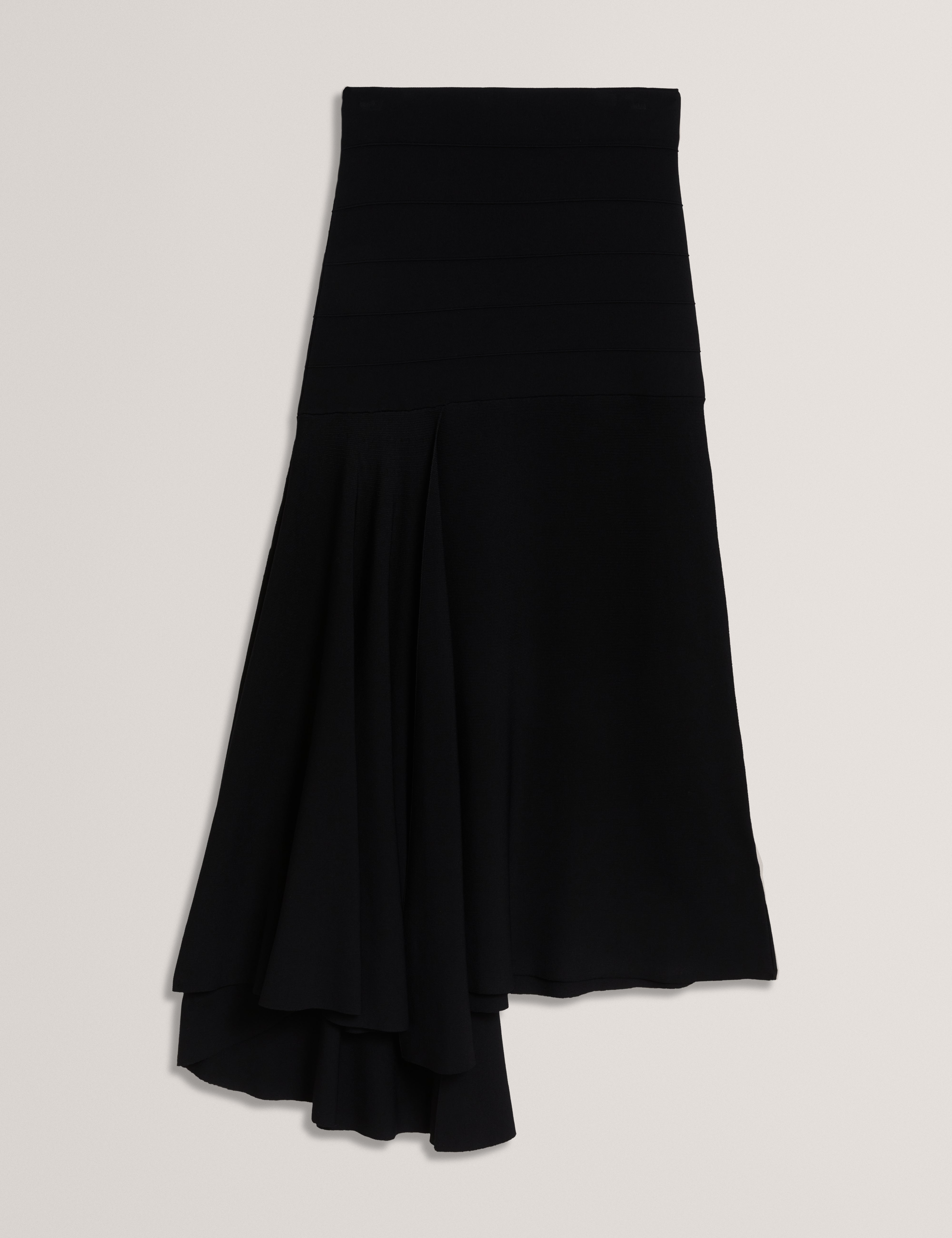 Laurrie Asymmetric Hem Knitted Skirt Black