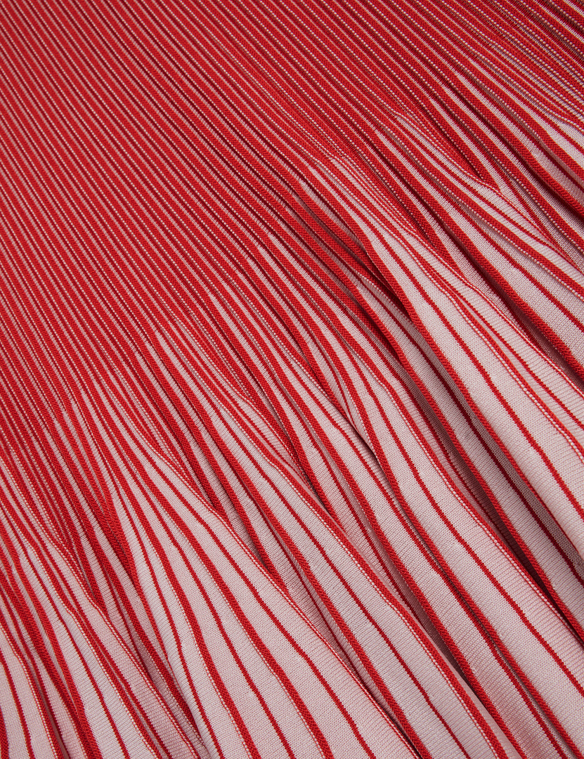 Lilyo Textured Stripe Flippy Skirt Mini Dress Red
