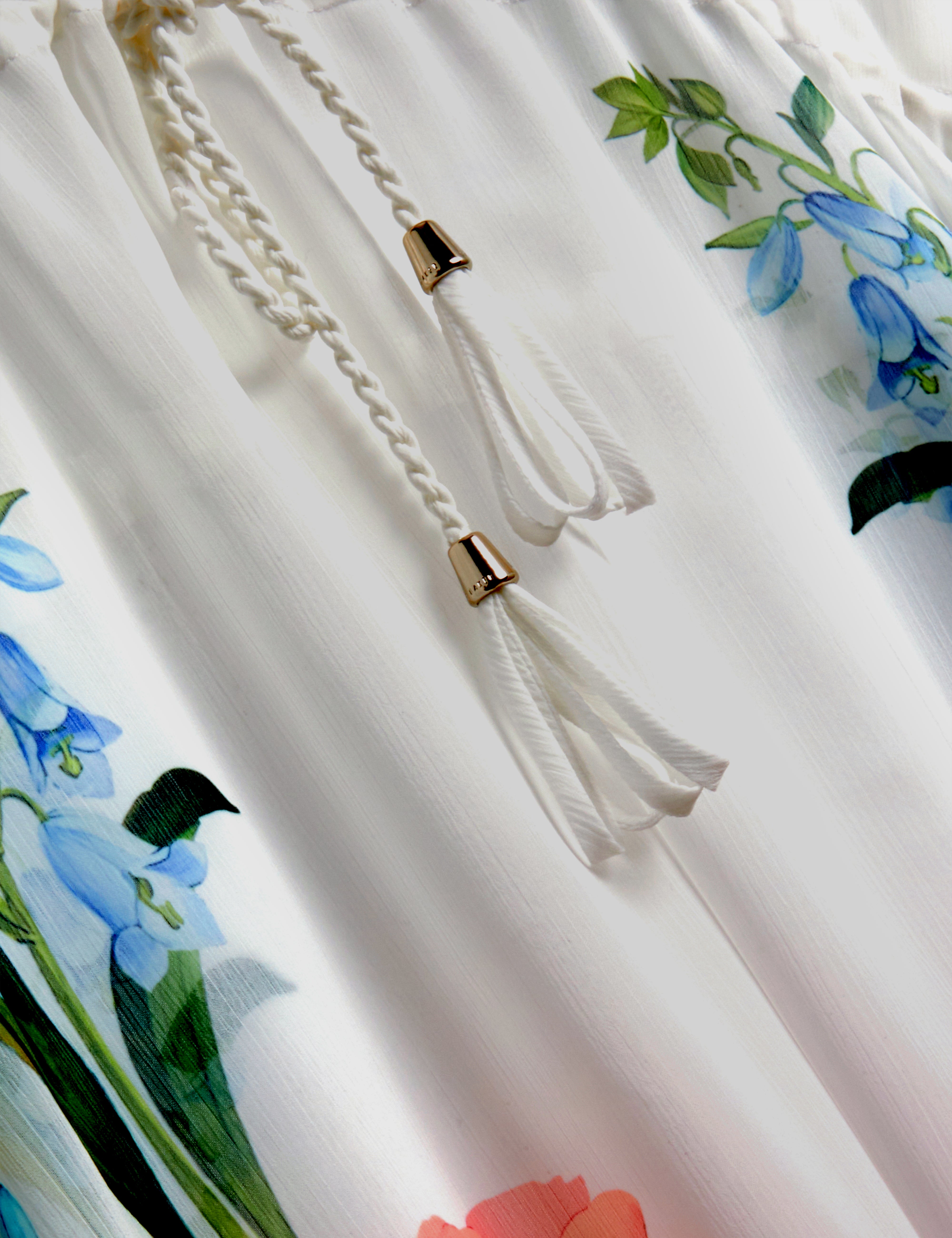 Luusaa Plunge Floral Printed Maxi Cover Up White