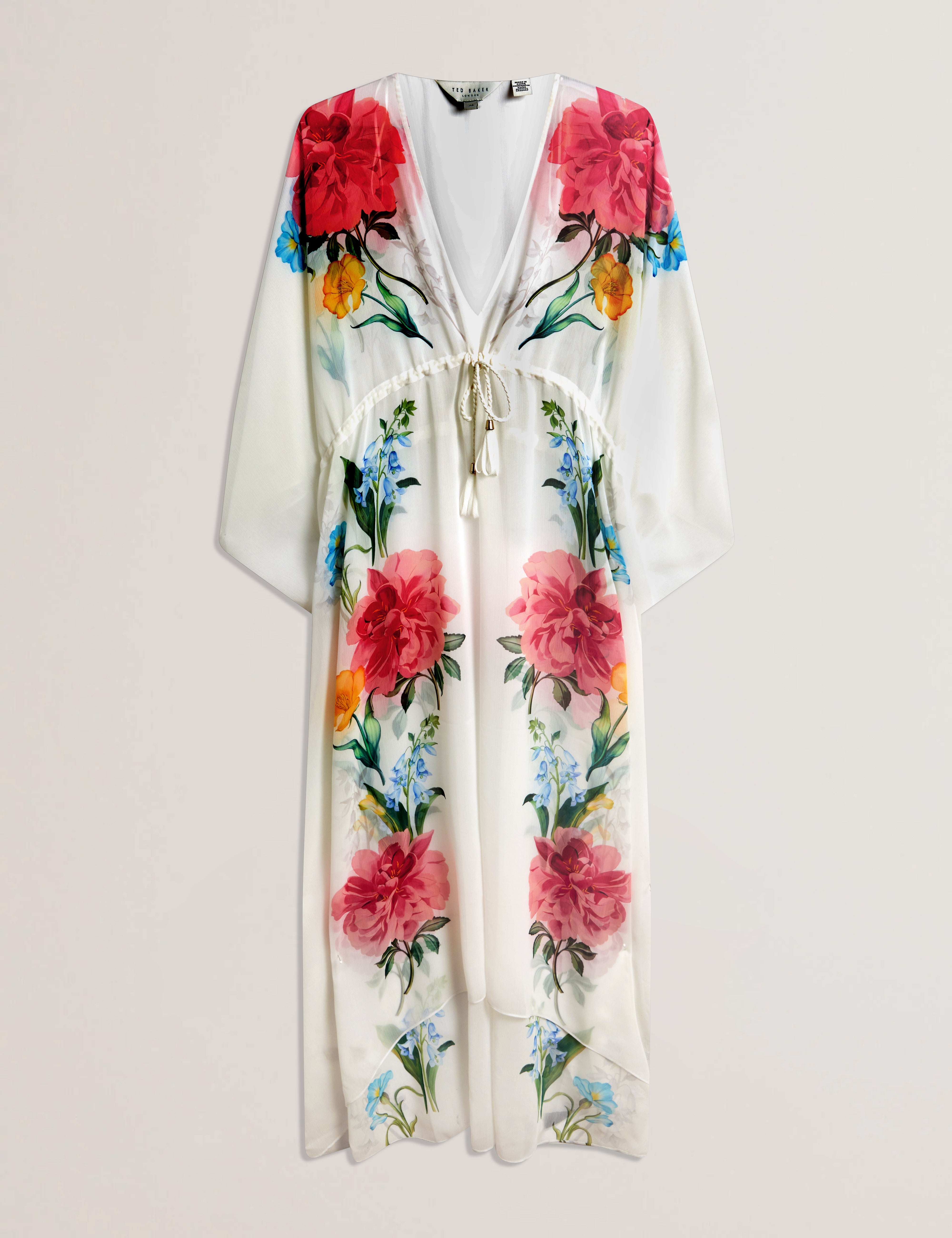 Luusaa Plunge Floral Printed Maxi Cover Up White
