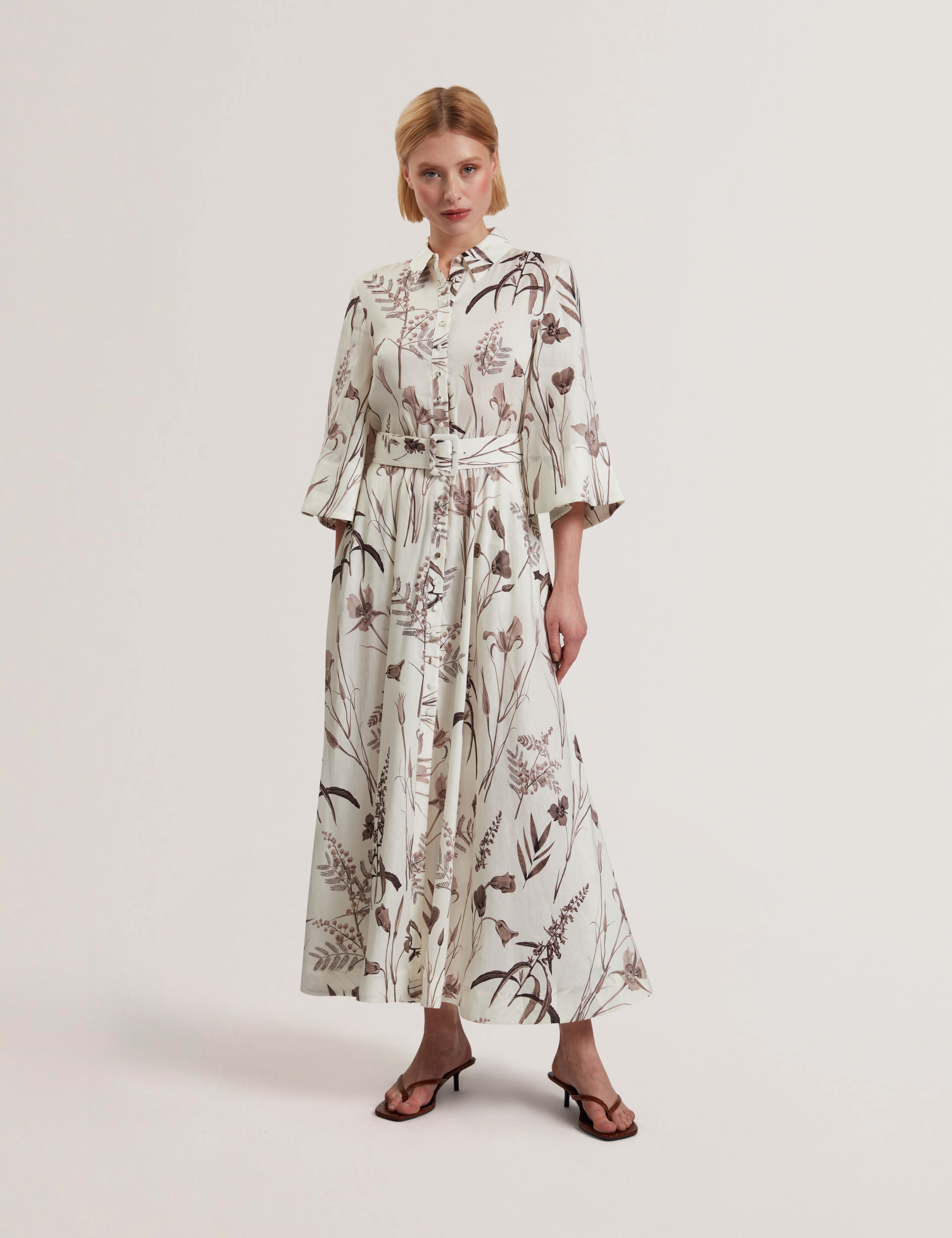 ted baker white pleated dress Shop Luwisa Linen Silk Pleated Midi Dress Ivory for Women Online